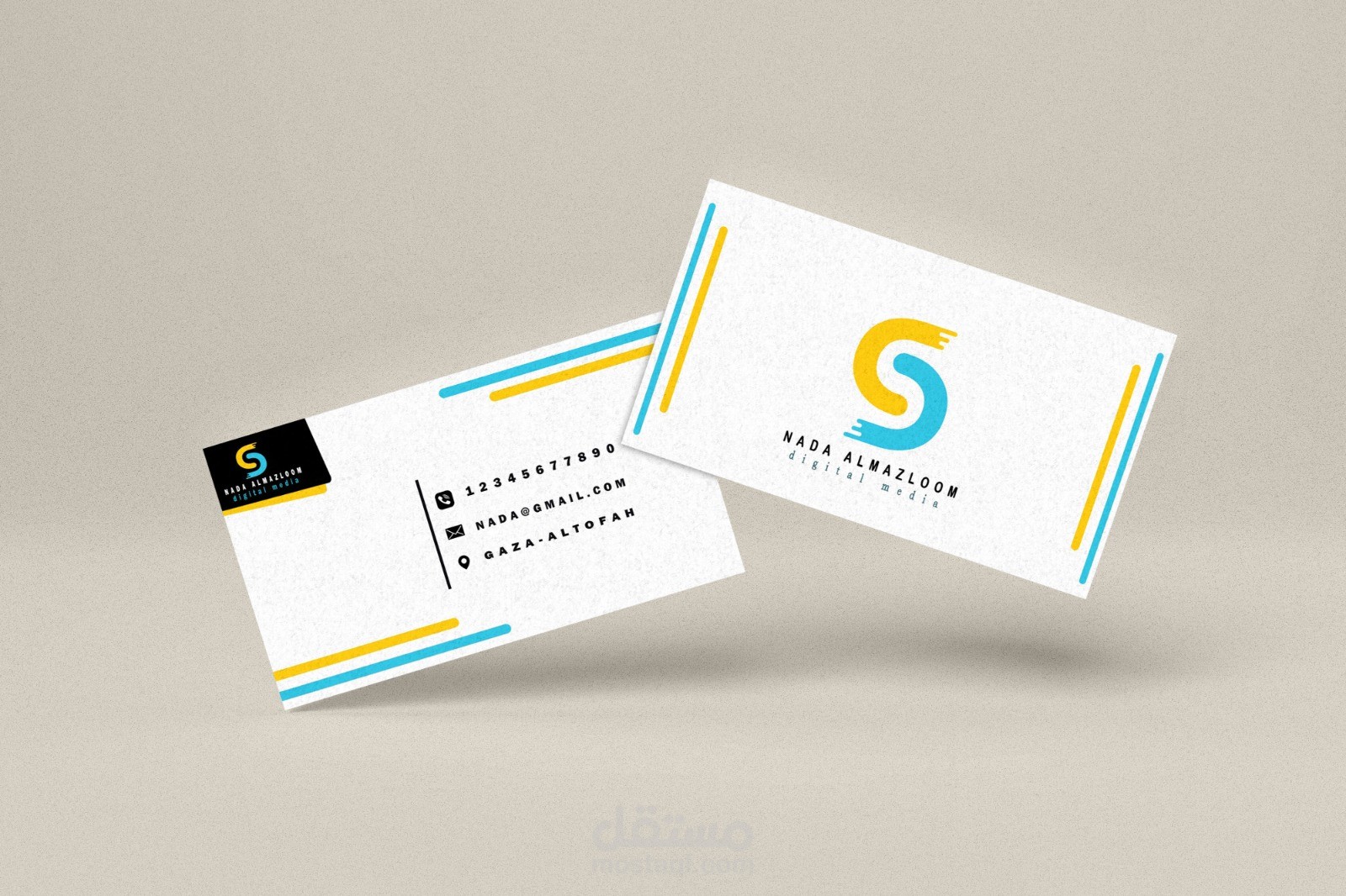 تصميم بطاقة عمل احترافية لهوية بصرية مميزة من مصممة رقمية بأسلوب مميز ودقة عالية