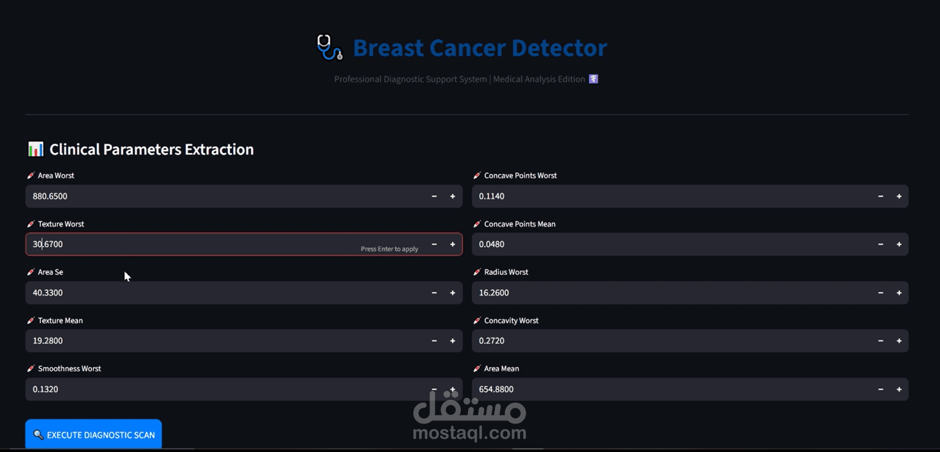 تطبيق للتنبؤ بسرطان الثدي