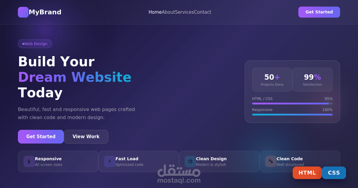 تصميم صفحة ويب تعريفية باستخدام HTML و CSS