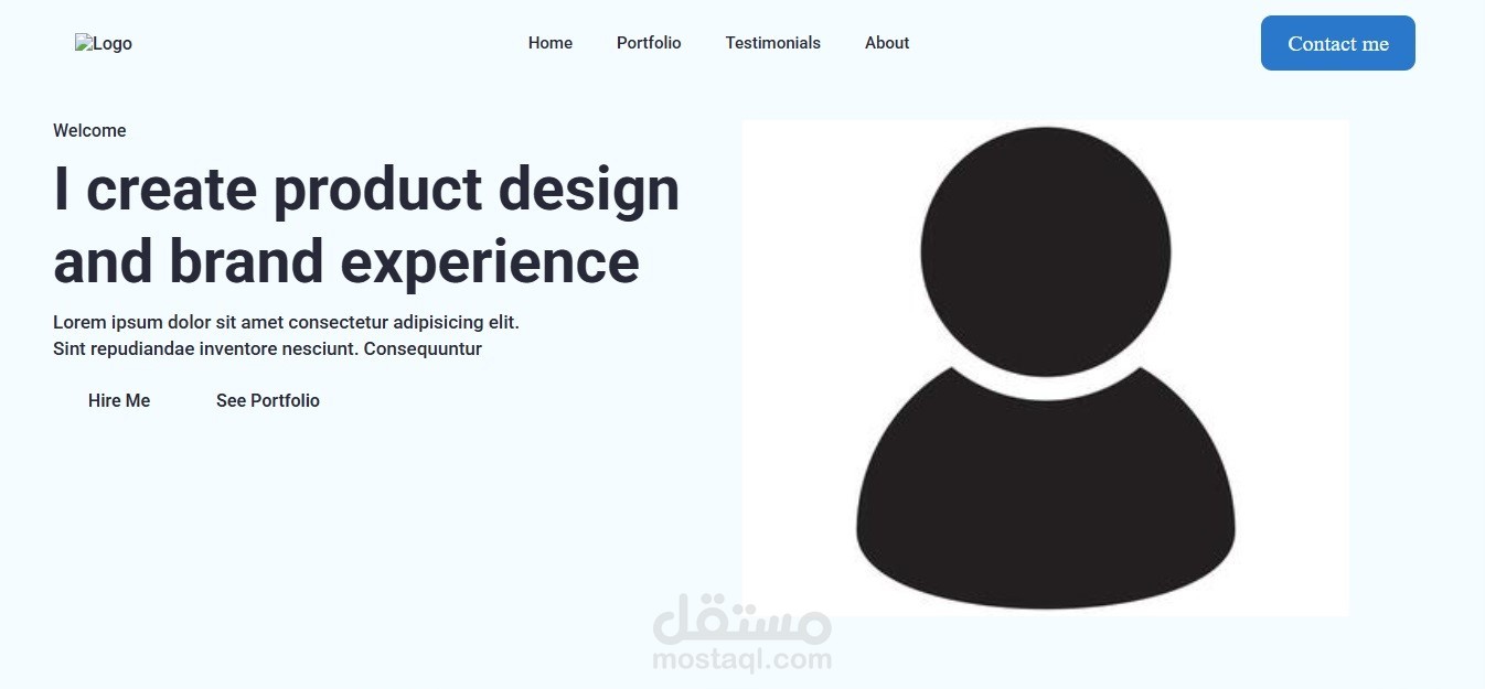 تنفيذ تصميم UI/UX لموقع ملف شخصي وهمي