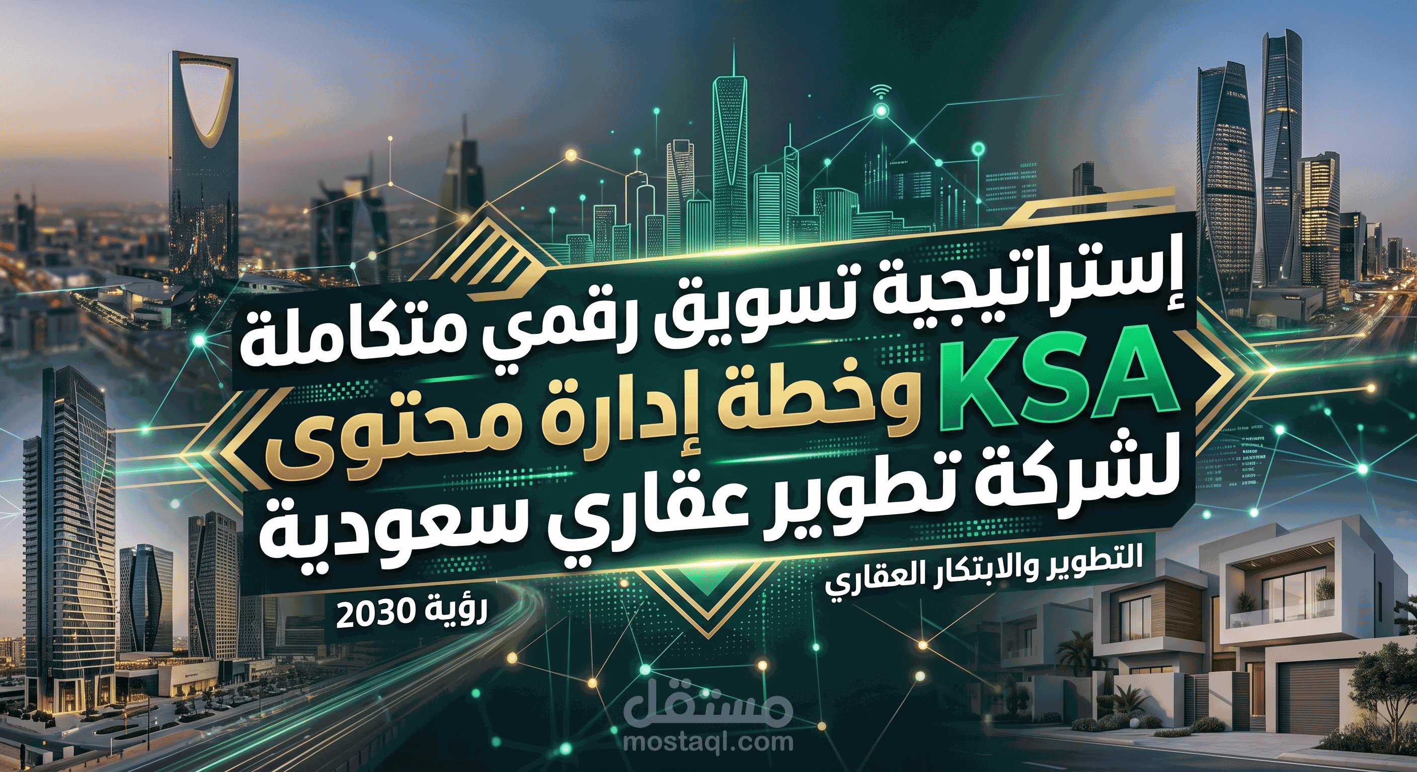 إستراتيجية تسويق رقمي متكاملة وخطة إدارة محتوى لشركة تطوير عقاري سعودية