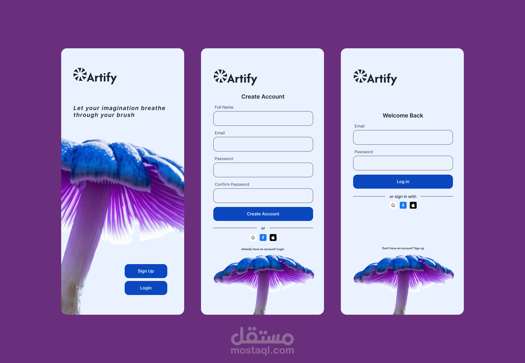 Modern Mobile App UI Design – Login & Sign Up Screens