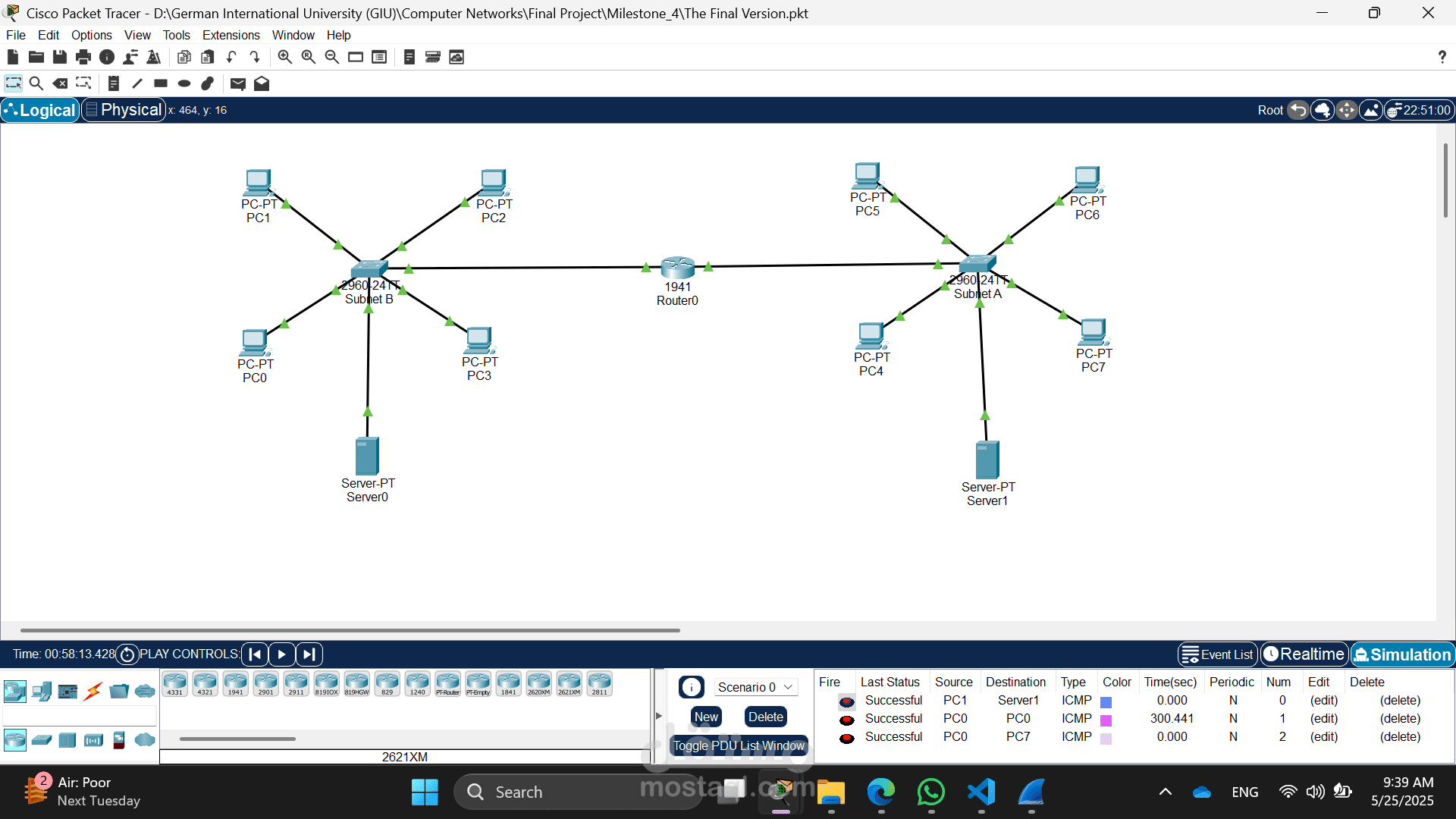 تصميم شبكة مؤسسية باستخدام Cisco Packet Tracer