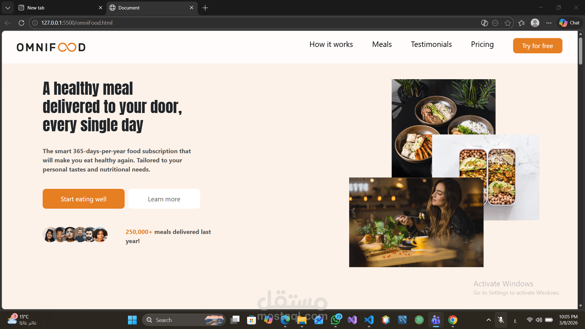 بناء واجهة مستخدم احترافية لموقع خدمات غذائية - Omnifood