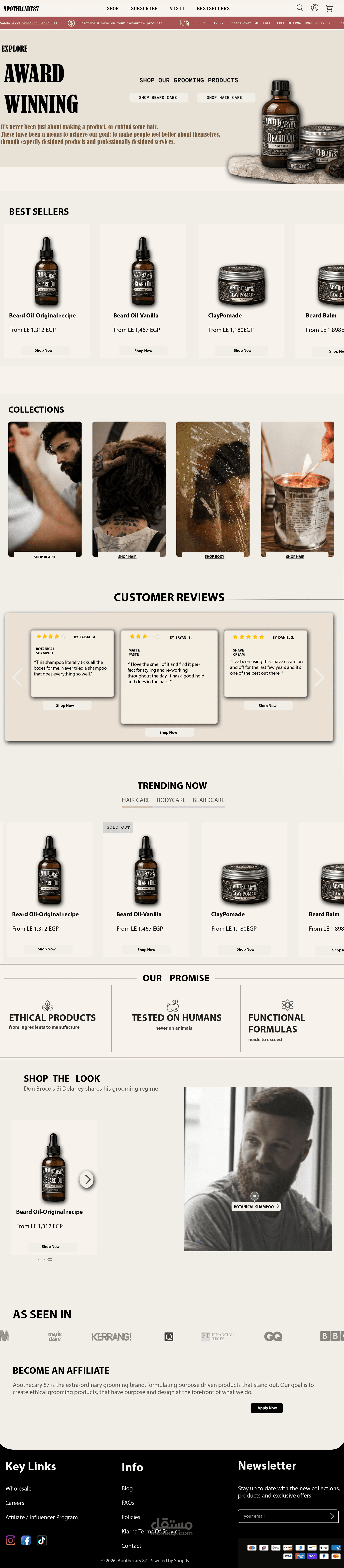 Redesign homepage for apothecary87 website