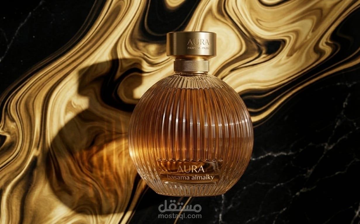 تصميم بوستر إعلاني إبداعي لعطر "AURA"