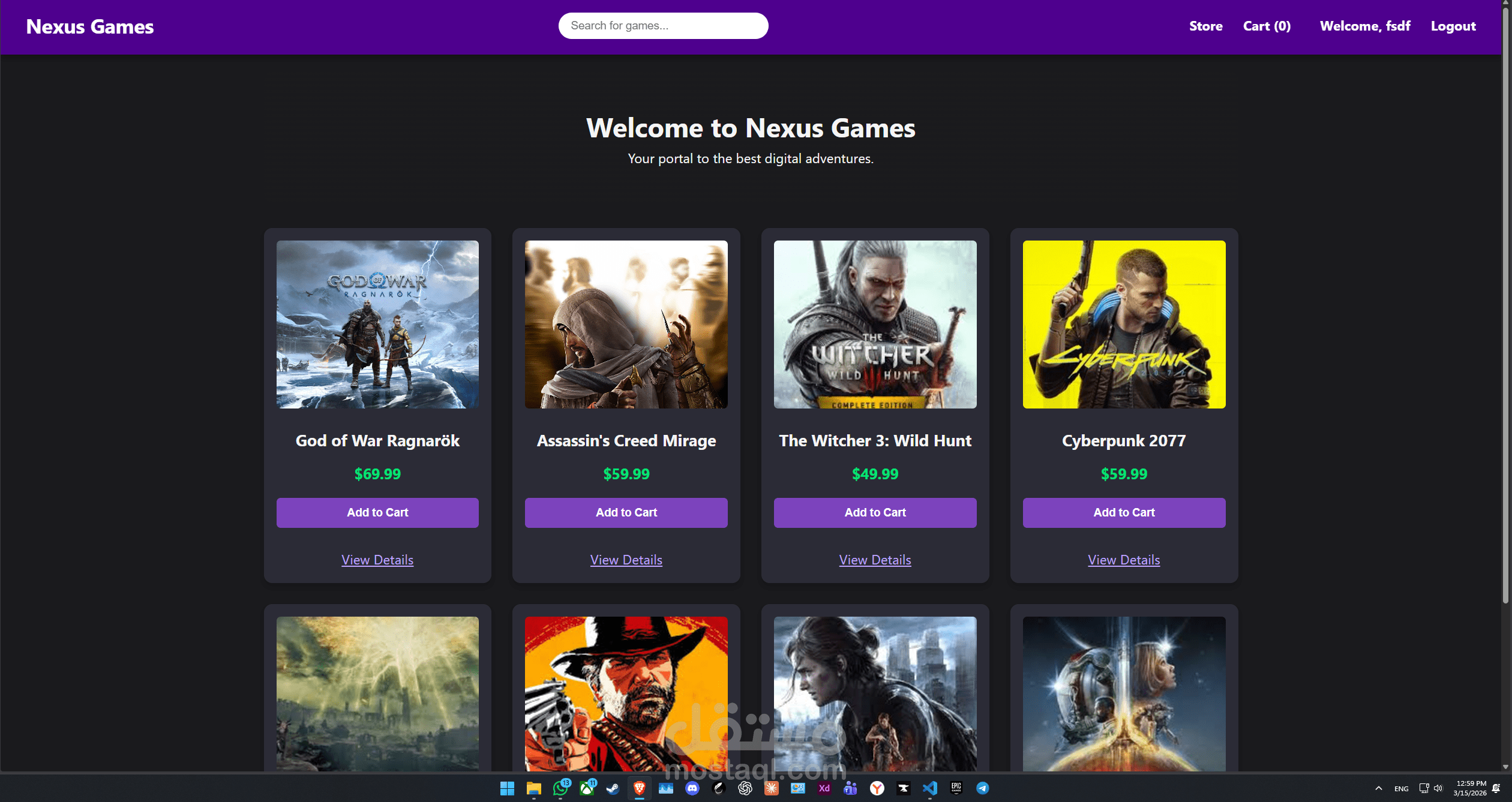 Secure E-commerce Game Store Platform-front-end