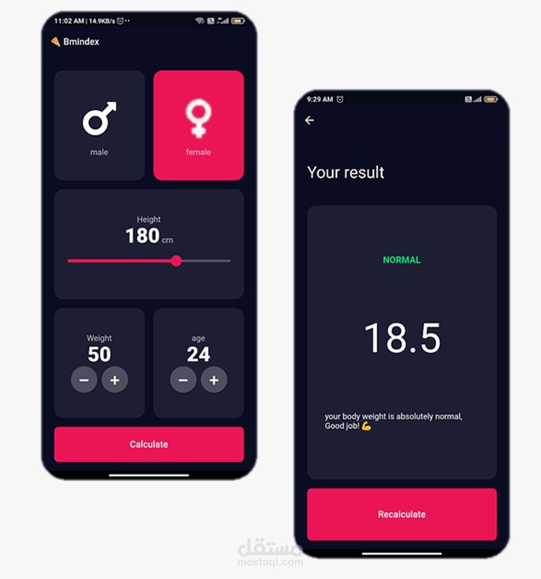 تطوير تطبيق موبايل لحساب مؤشر كتلة الجسم (BMI) باستخدام Flutter