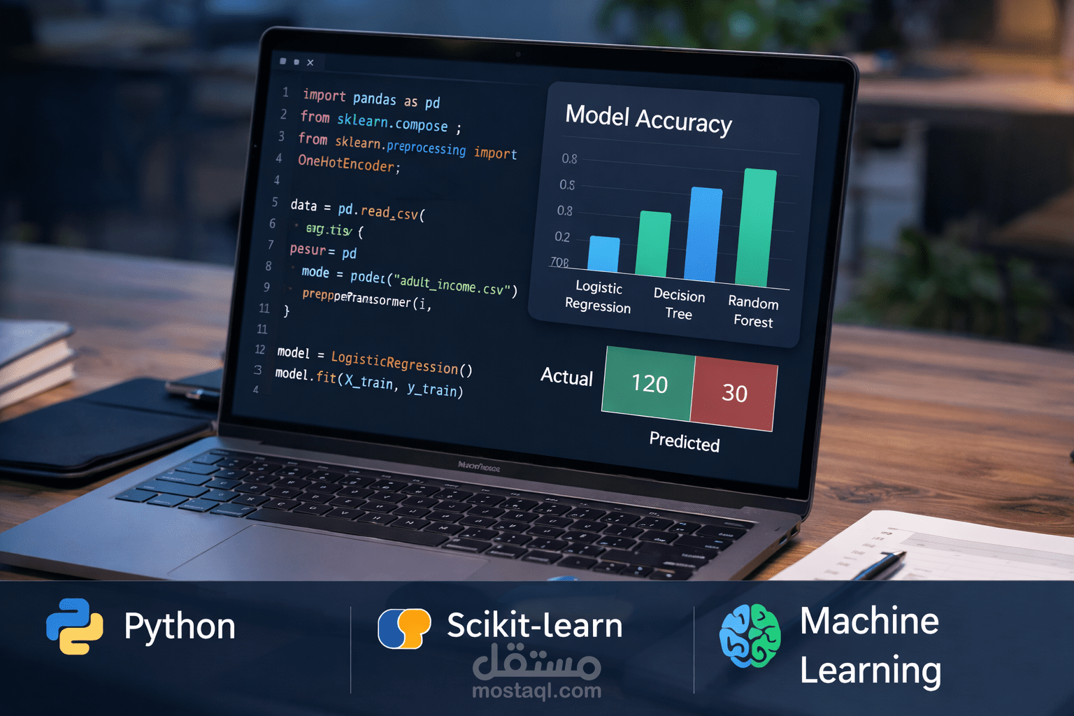 بناء نموذج تعلم آلة للتنبؤ بالدخل باستخدام Python