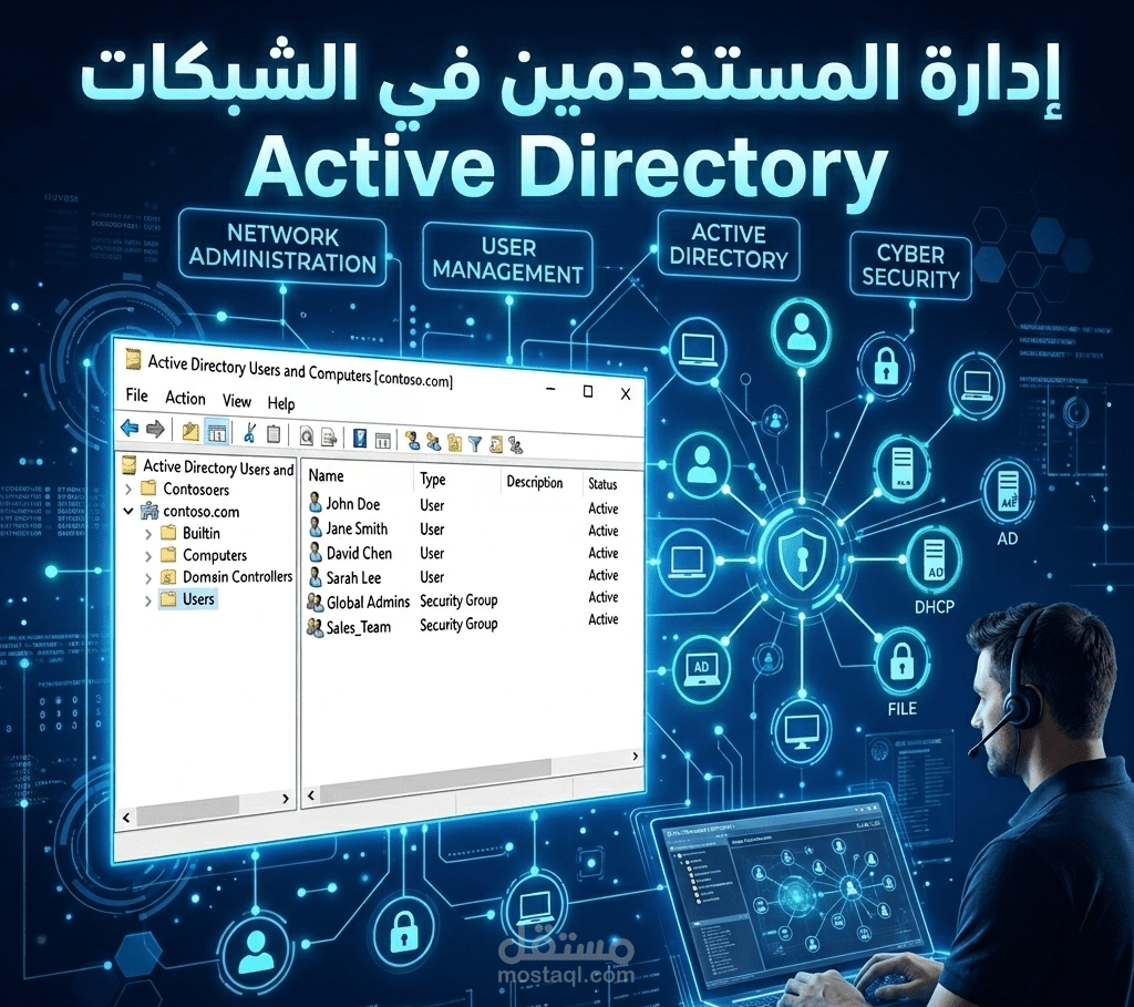 إدارة المستخدمين وتطبيق السياسات باستخدام Active Directory