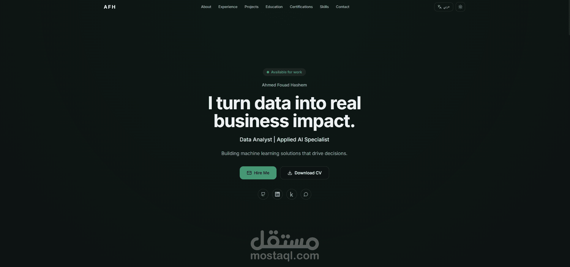 تصميم وتطوير موقع Portfolio شخصي احترافي