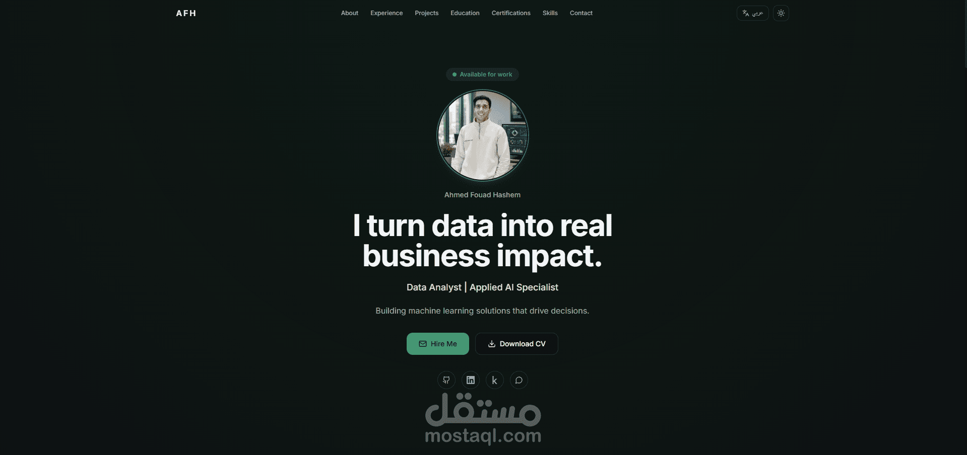 تصميم وتطوير موقع Portfolio شخصي احترافي