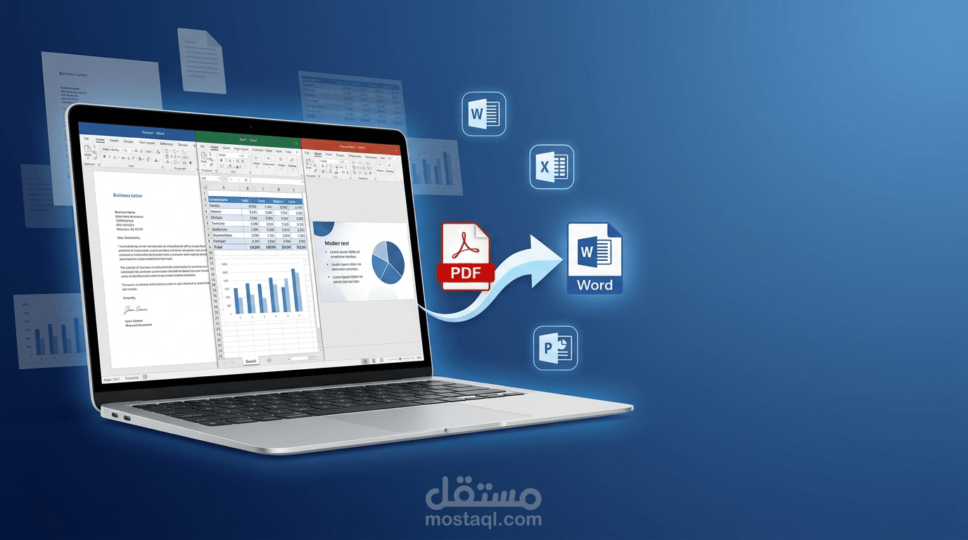 أقوم بتقديم خدمات احترافية في التعامل مع ملفات Microsoft Office تشمل تحويل ملفات PDF والصور إلى Word بدقة عالية مع الحفاظ على التنسيق الأصلي قدر الإمكان، بالإضافة إلى إعادة تنظيم المحتوى ليكون قابلًا للتعديل بشكل احترافي.