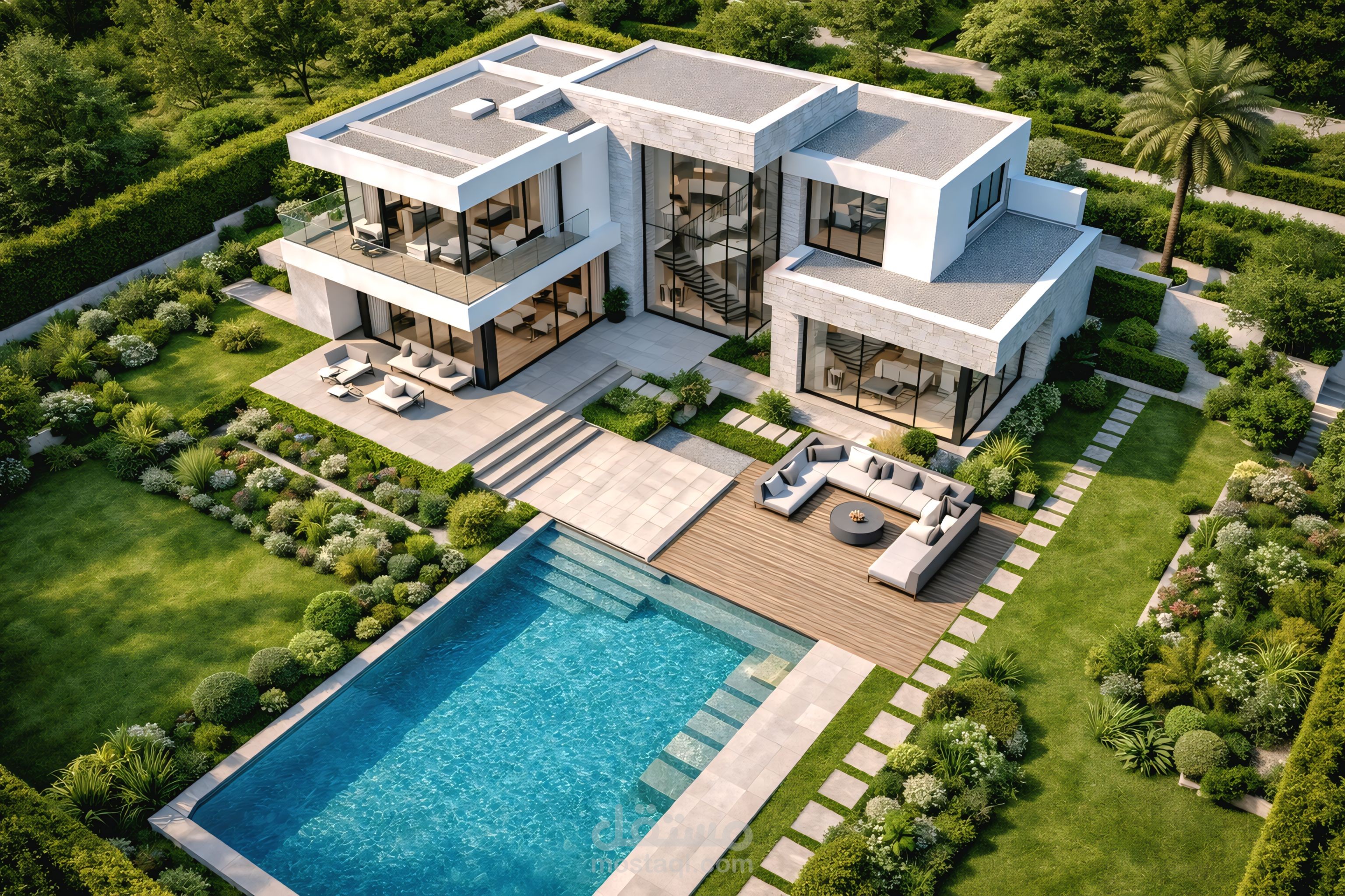 تصميم واجهات فيلات وقصور مودرن - إخراج معماري فاخر (Lux Style)