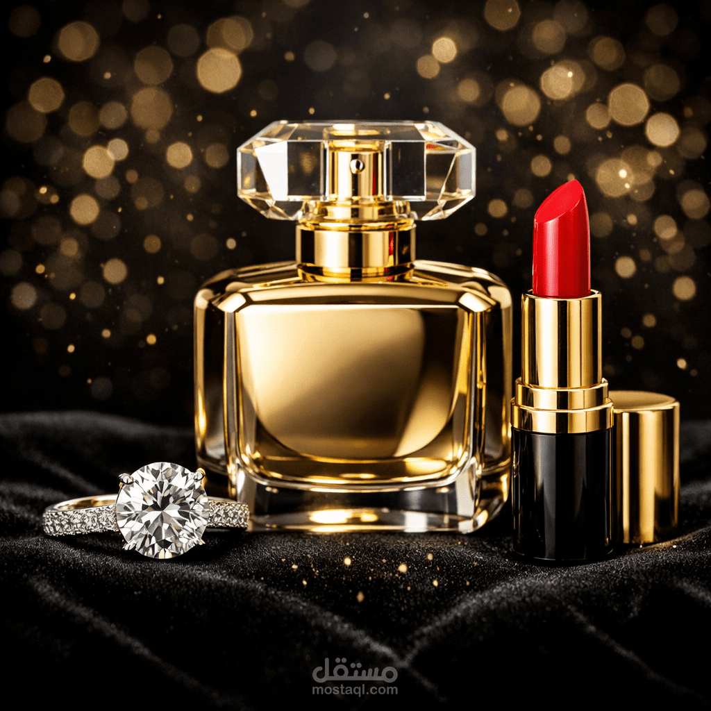إخراج فني وتصوير منتجات (عطور، مكياج، وإكسسوارات نسائية فاخرة) - Lux Style