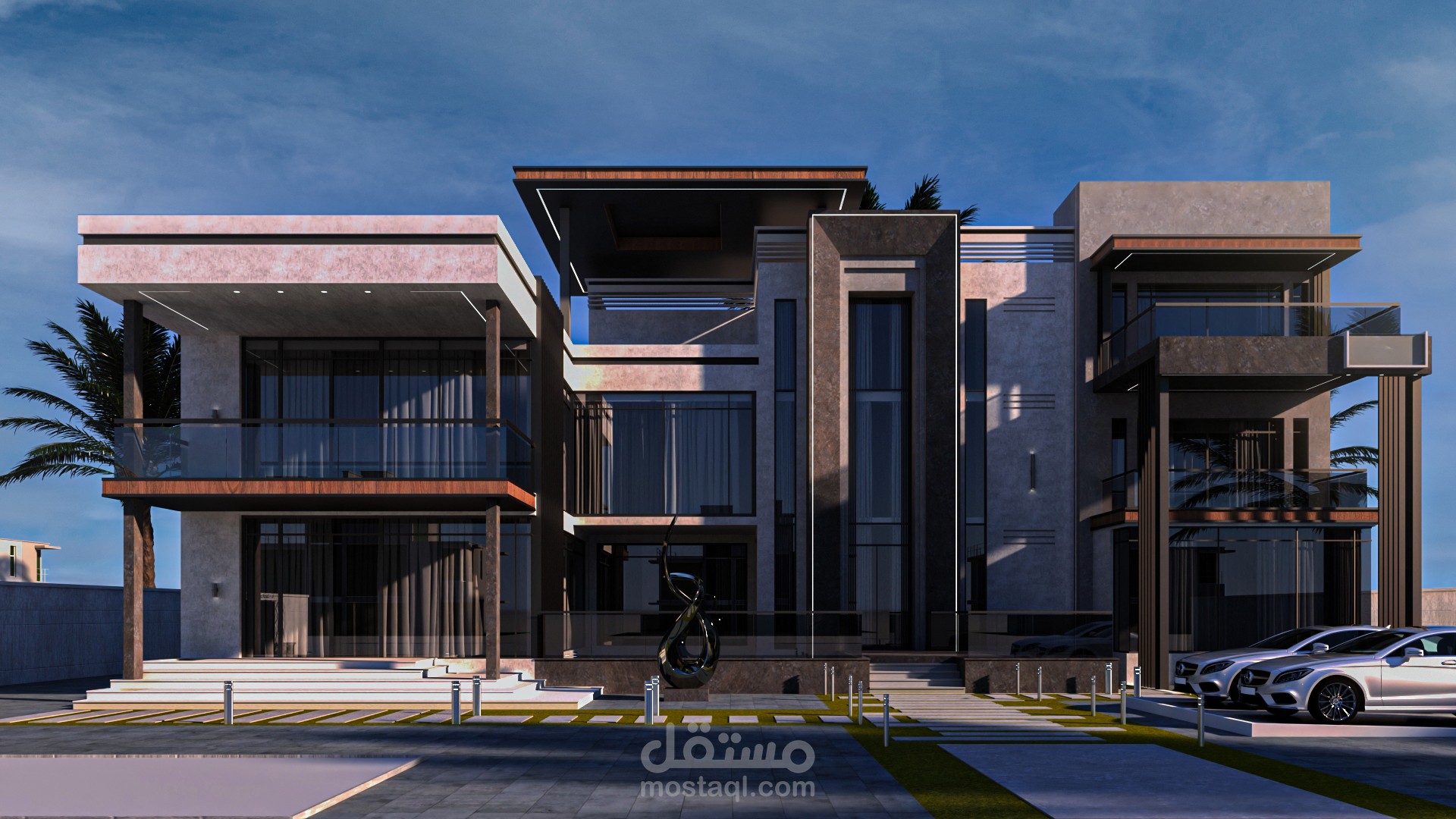 تصميم فيلا سكنية بتطريز معماري حديث