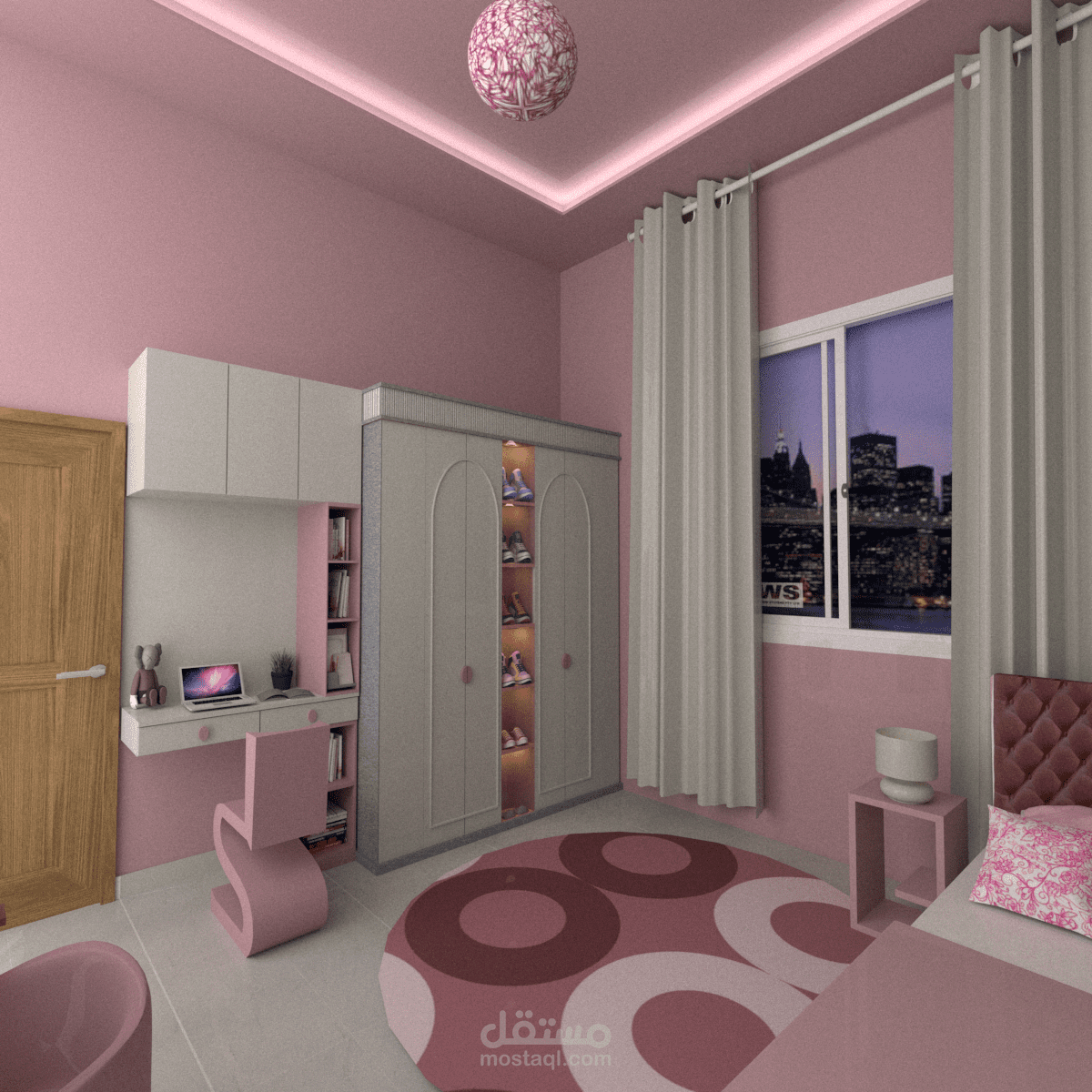 تصميم غرفة نوم بنات عصرية بنمط "Blossom Pink" - الحداثة والراحة