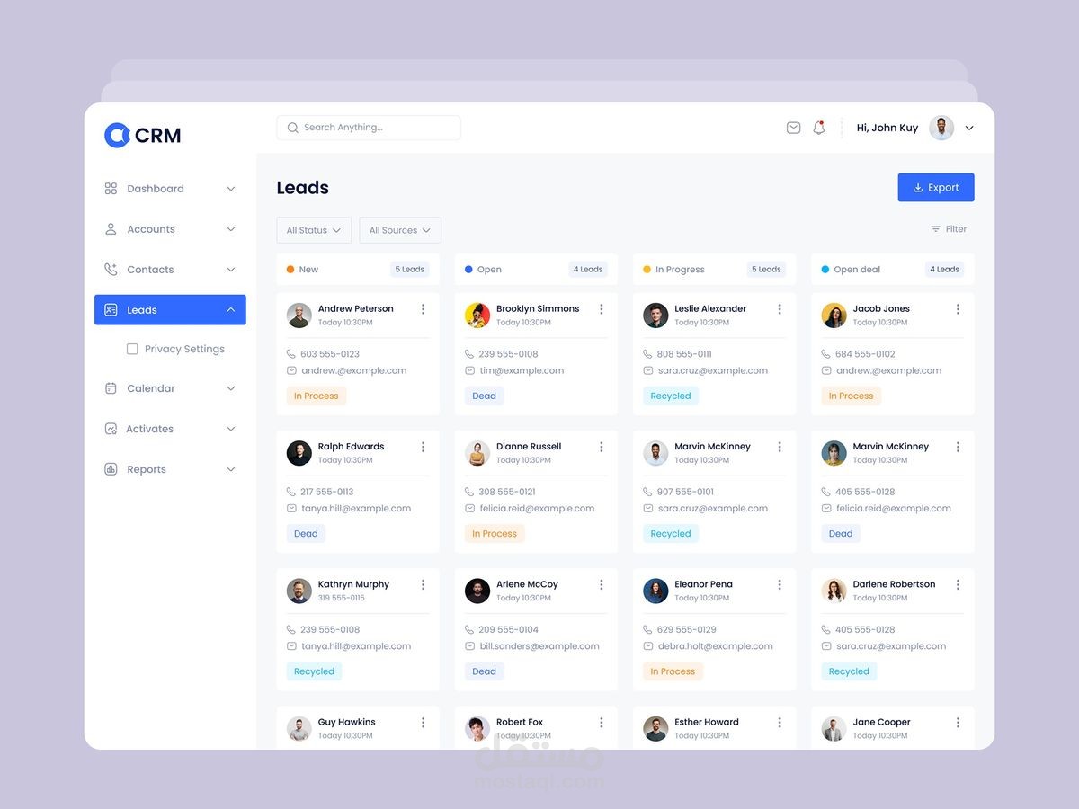 تطوير نظام CRM متكامل لمركز اتصال (Call Center CRM) مع دمج Asterisk
