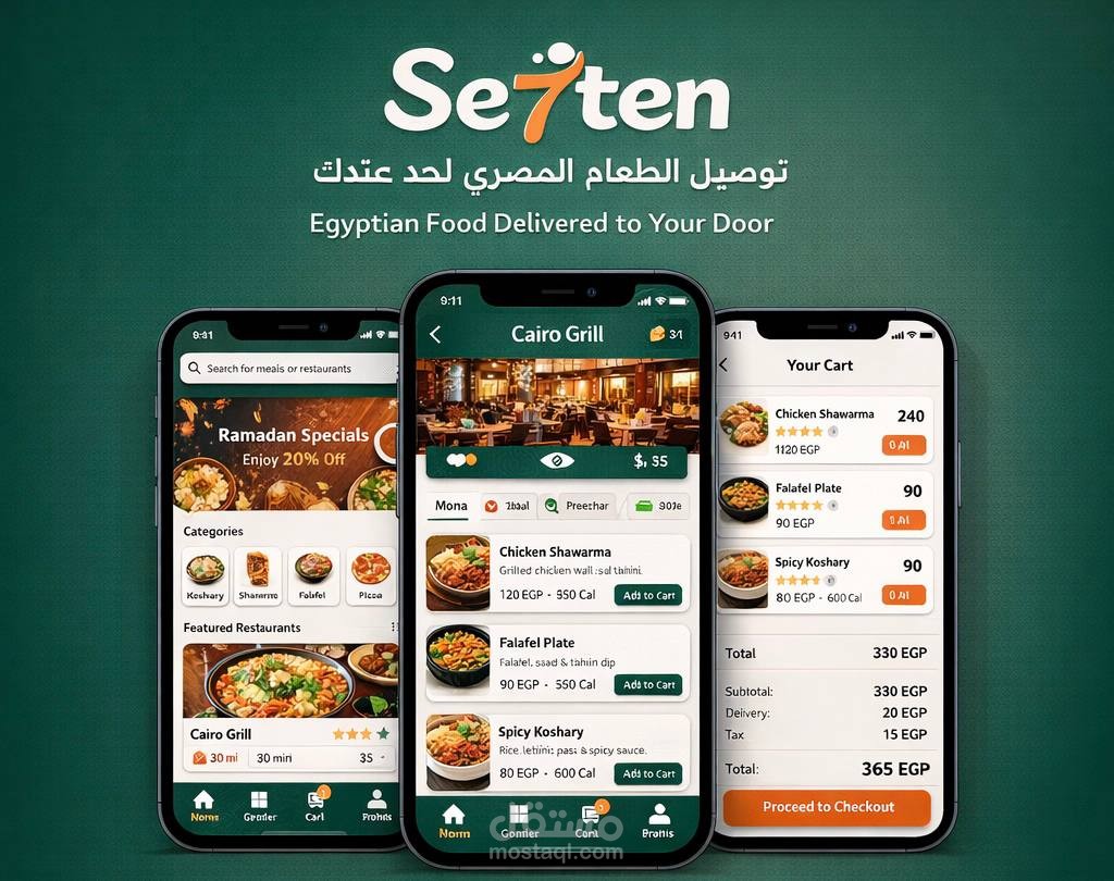 Se7ten – Egyptian Food Delivery App UI Design