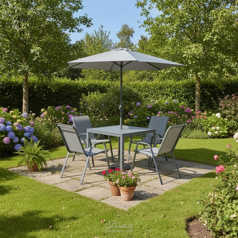 طقم طاولة وكراسي خارجية من ديكورا هو الخيار المثالي لمن يبحث عن الراحة، الأناقة، والمتانة في المساحات الخارجية.