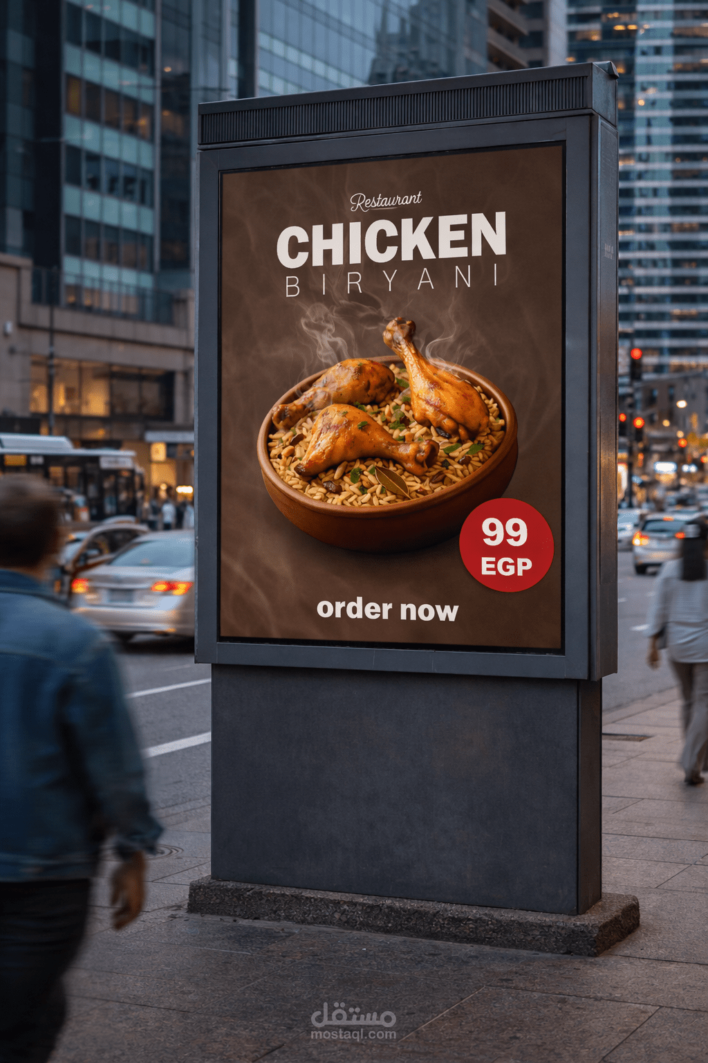 تصميم إعلان خارجي لمطعم برياني الدجاج