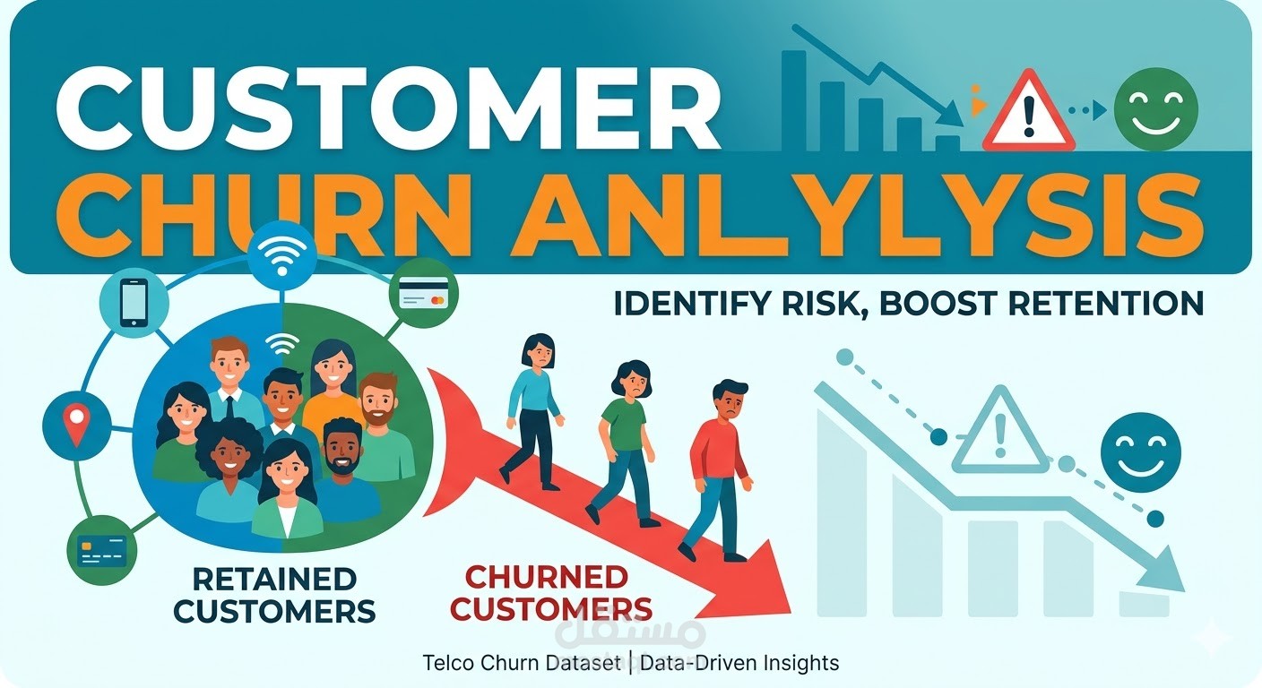 لوحة معلومات تحليل تسرب عملاء شركة الاتصالات