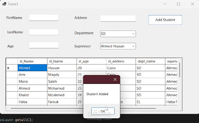 Student Management System using ADO.NET (Windows Forms)