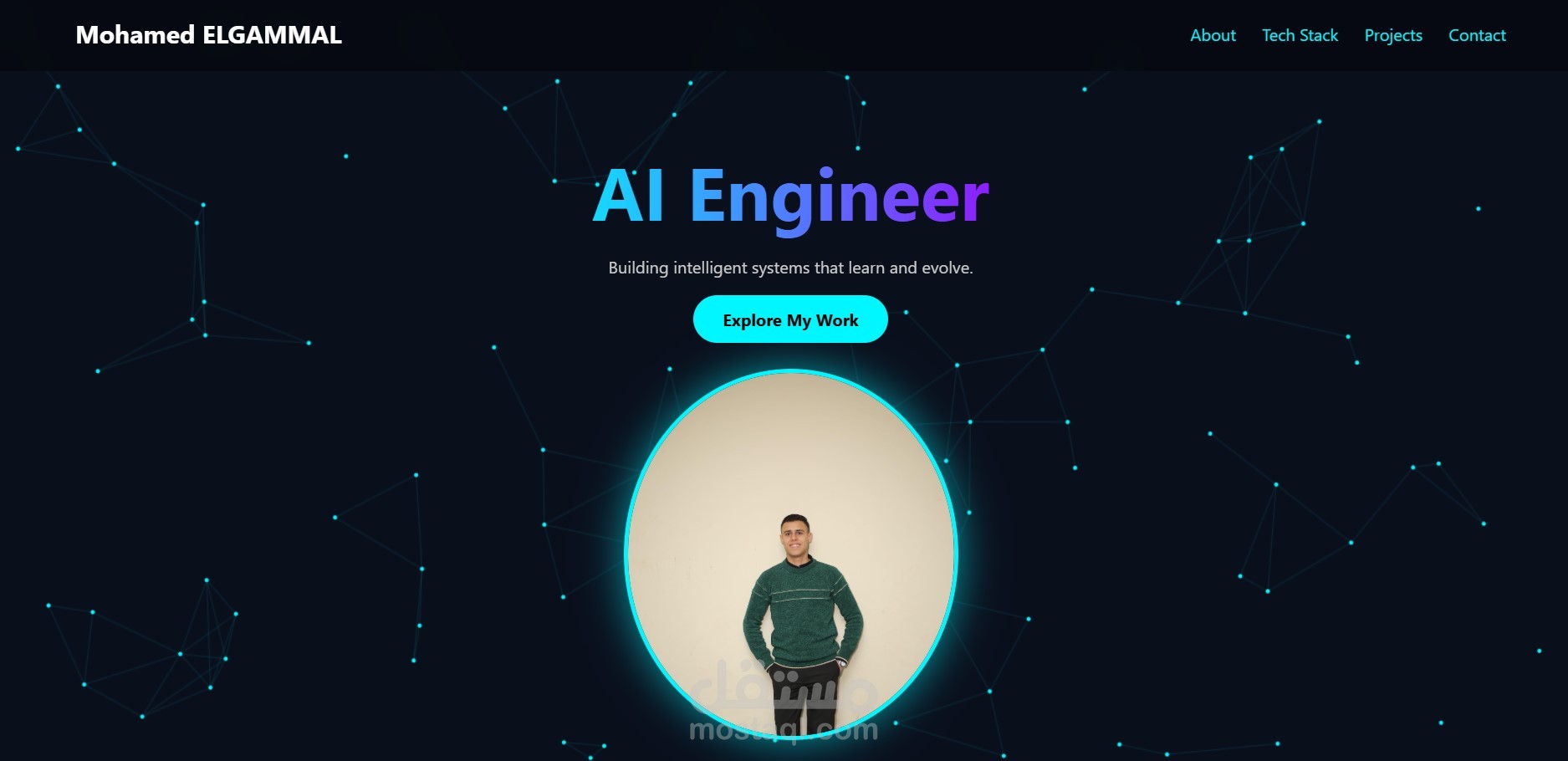 موقع Portfolio شخصي لعرض المهارات والمشاريع بطريقة منظمة وجذابة، يهدف إلى إبراز الخبرات التقنية وتسهيل التواصل مع أصحاب العمل.