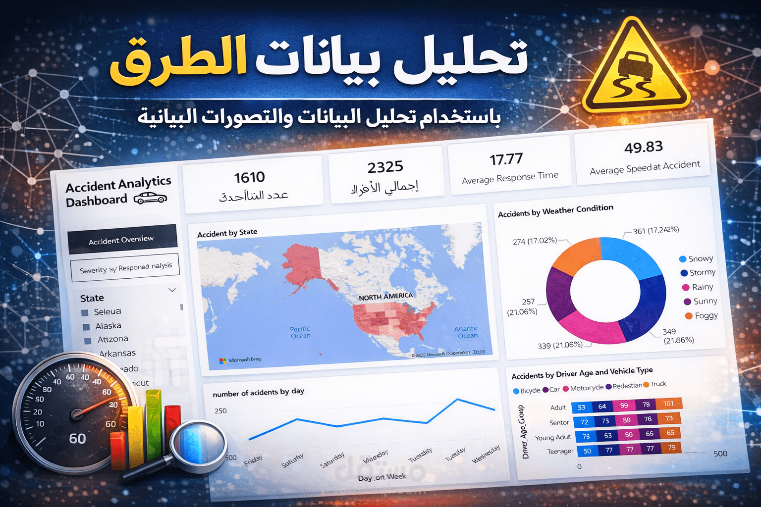 تحليل بيانات حوادث الطرق وإنشاء لوحه تحكم تفاعليه لاكتشاف الأنماط والعوامل المؤثرة