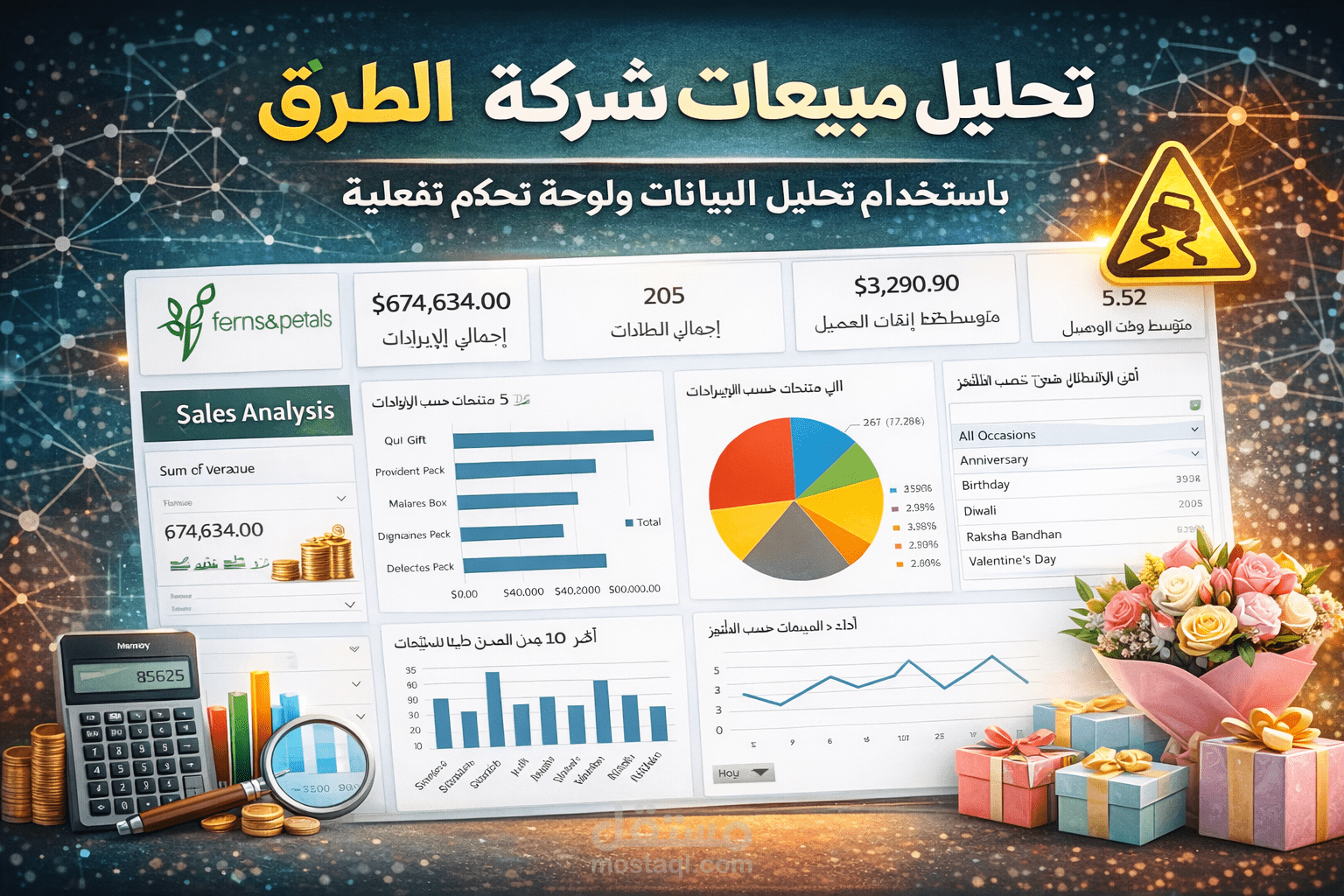 تحليل مبيعات شركة Ferns & Petals وإنشاء Dashboard لاكتشاف أنماط المبيعات