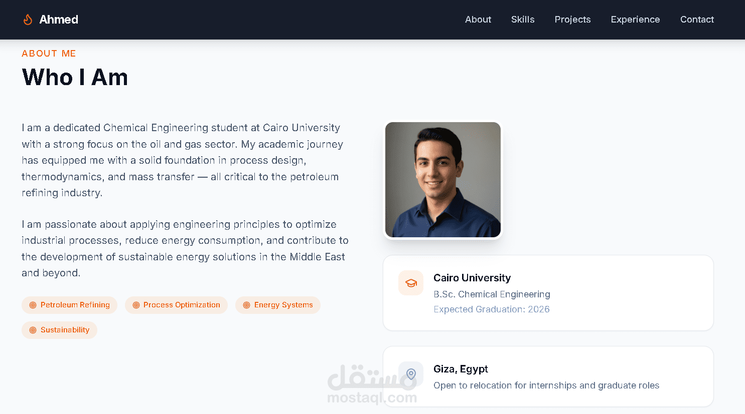 تصميم portfolio website احترافي وجذاب
