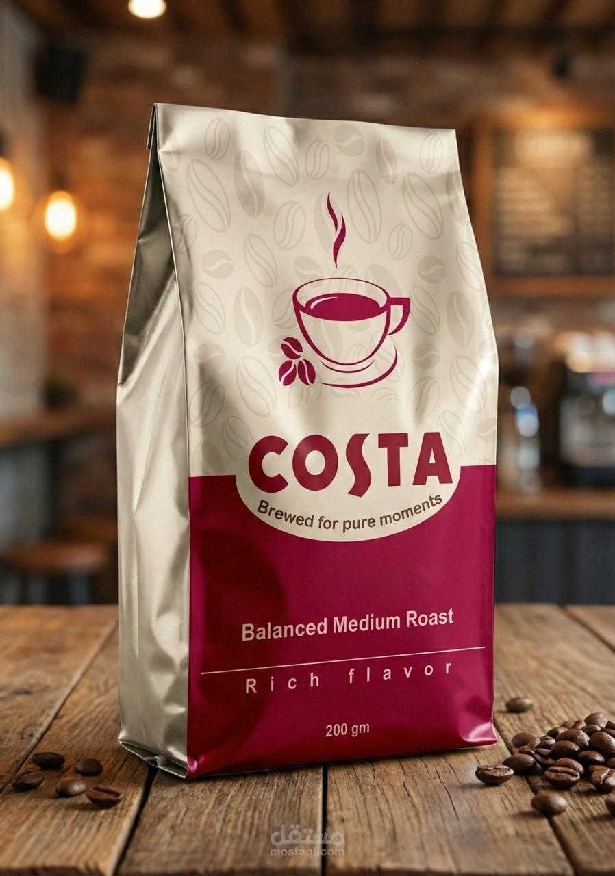 تصميم غلاف قهوة وعرضه في موك اب