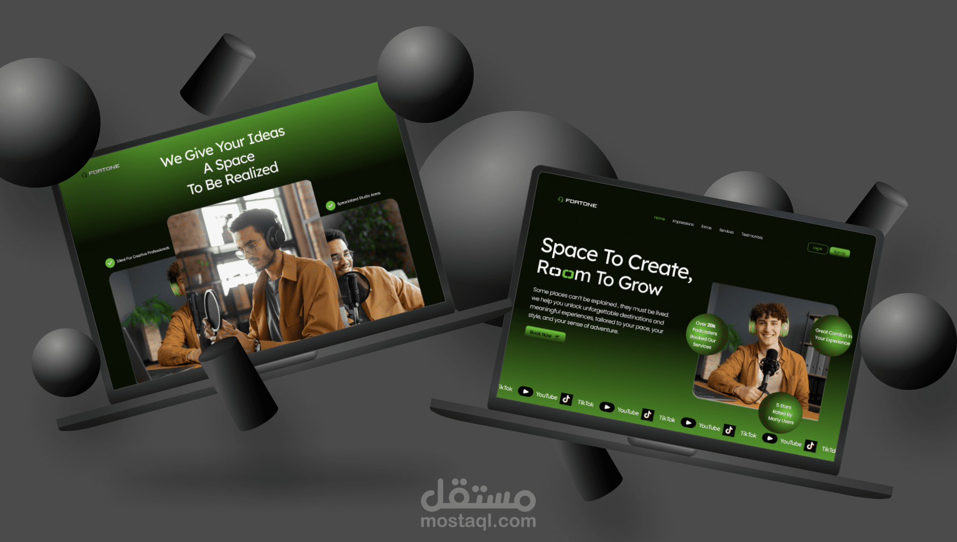 تصميم صفحة هبوط  (Landing page )لشركة صناعة محتوي (podcast )