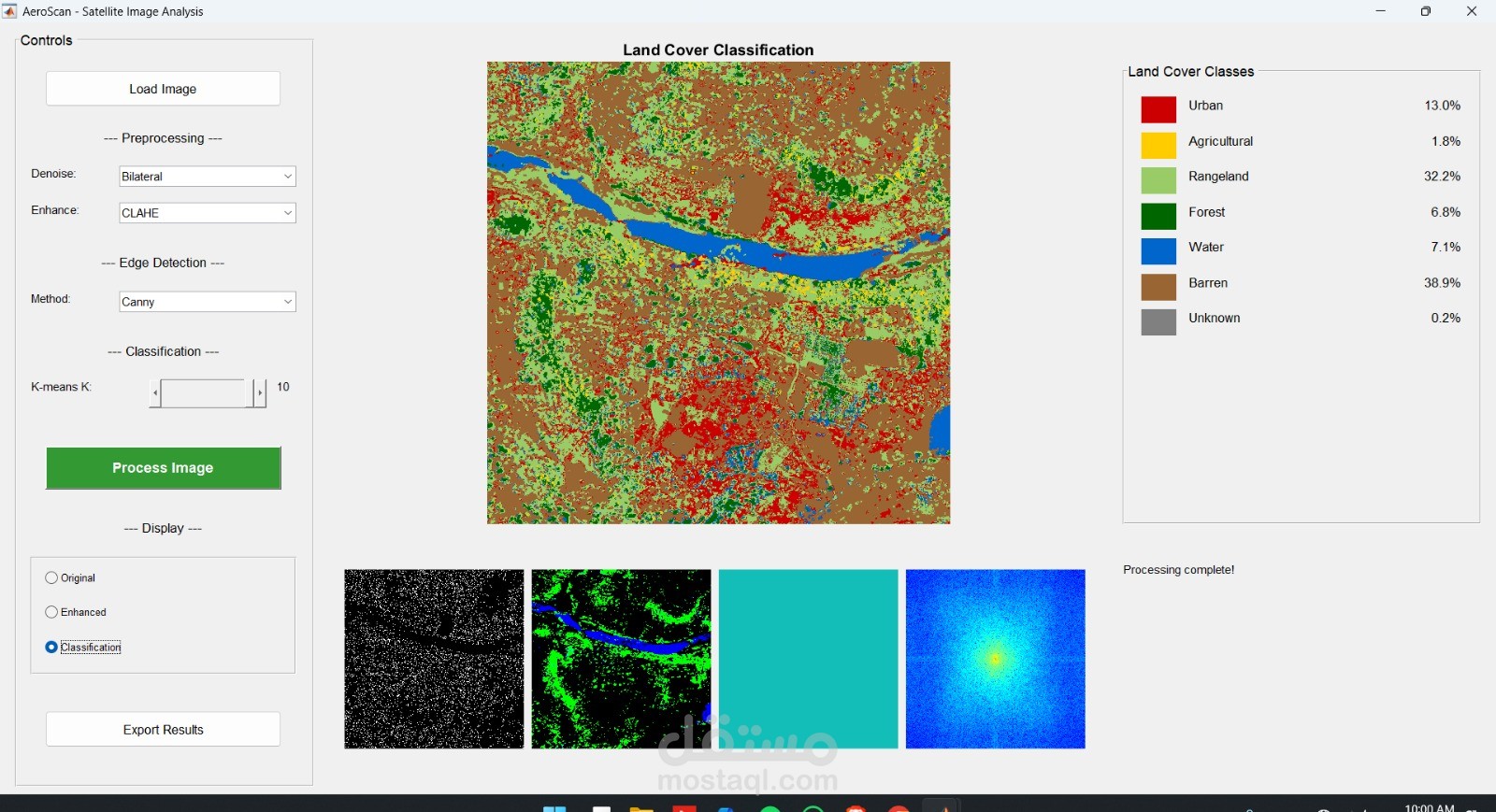 نظام AeroScan: التحليل الآلي لغطاء الأرض من الصور الساتلية باستخدام معالجة الصور الرقمية