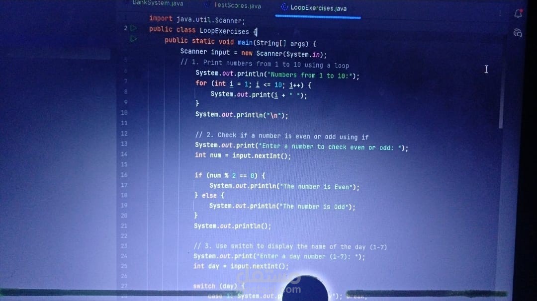 تطبيقات عملية على أساسيات لغة Java (الحلقات والمنطق البرمجي)