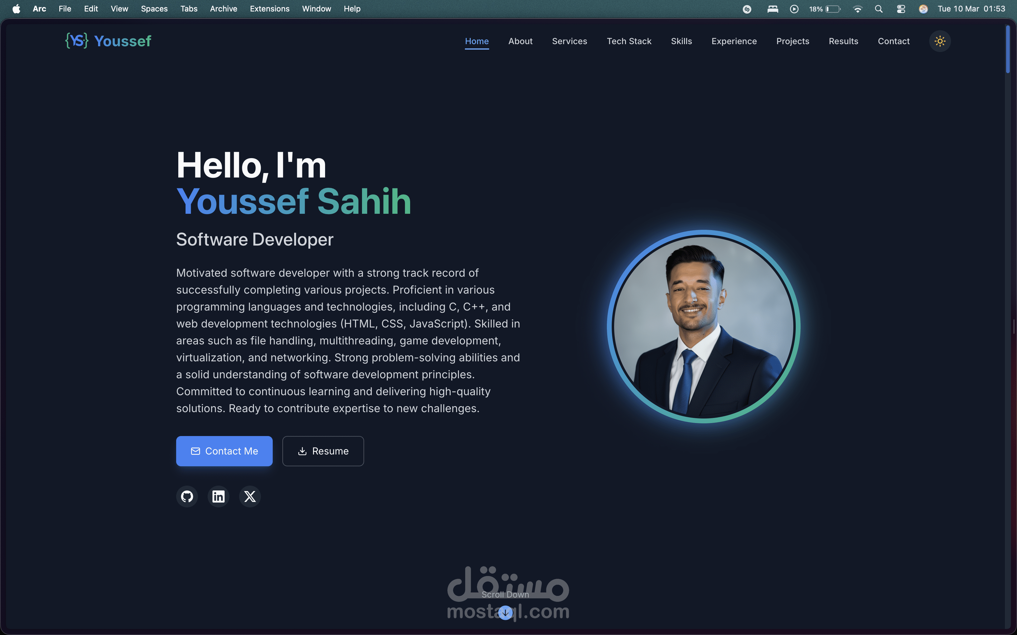 تصميم وتطوير موقع بورتفوليو احترافي بأداء عالي وSEO محسّن