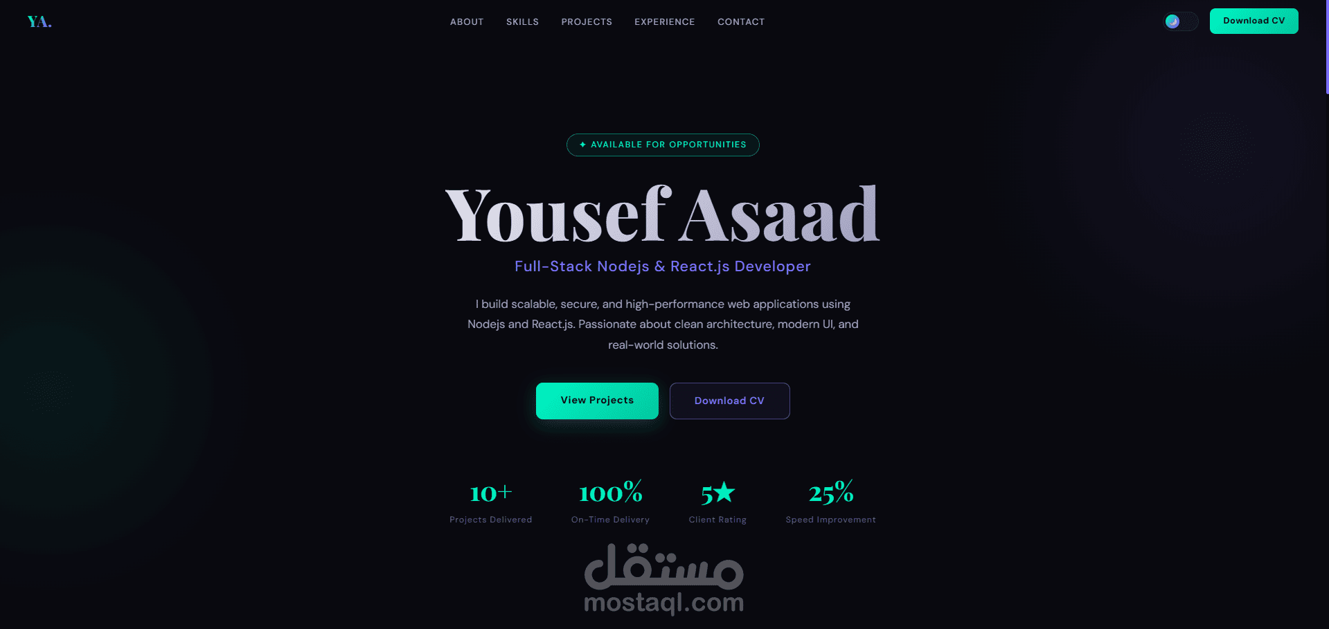 بورتفوليو احترافي لمطور Full-Stack