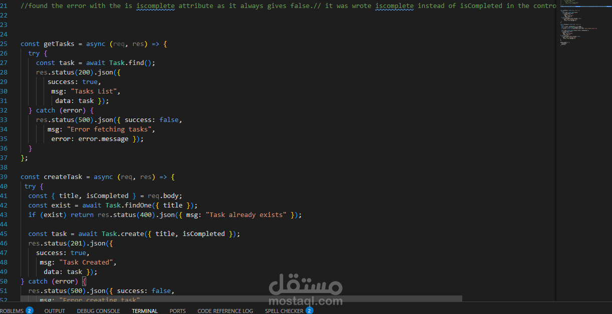 مشروع تدريب على تصحيح أخطاء Backend – Node.js وMongoDB
