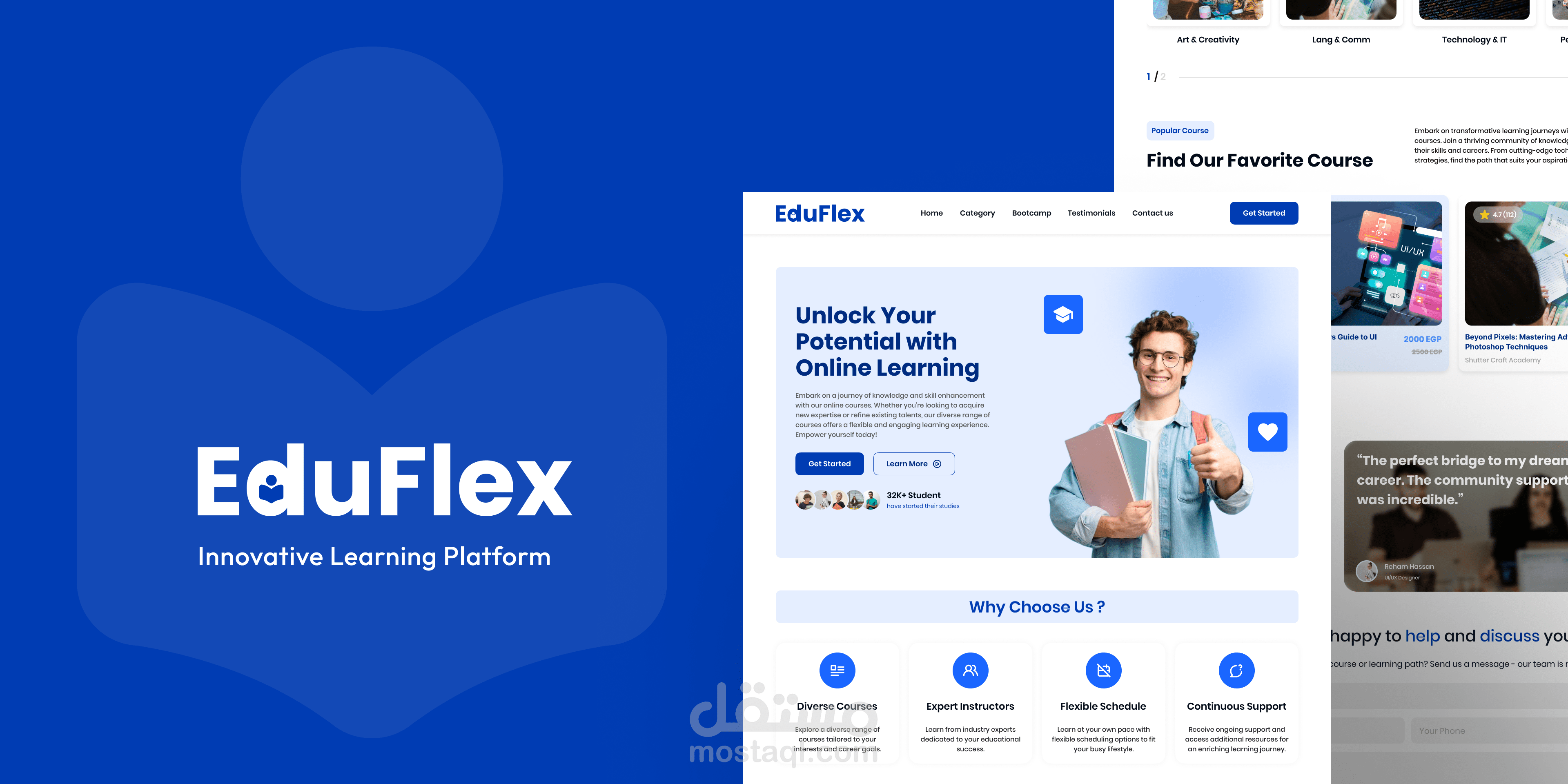 تصميم واجهة موقع تعليمي تفاعلي – EduFlex