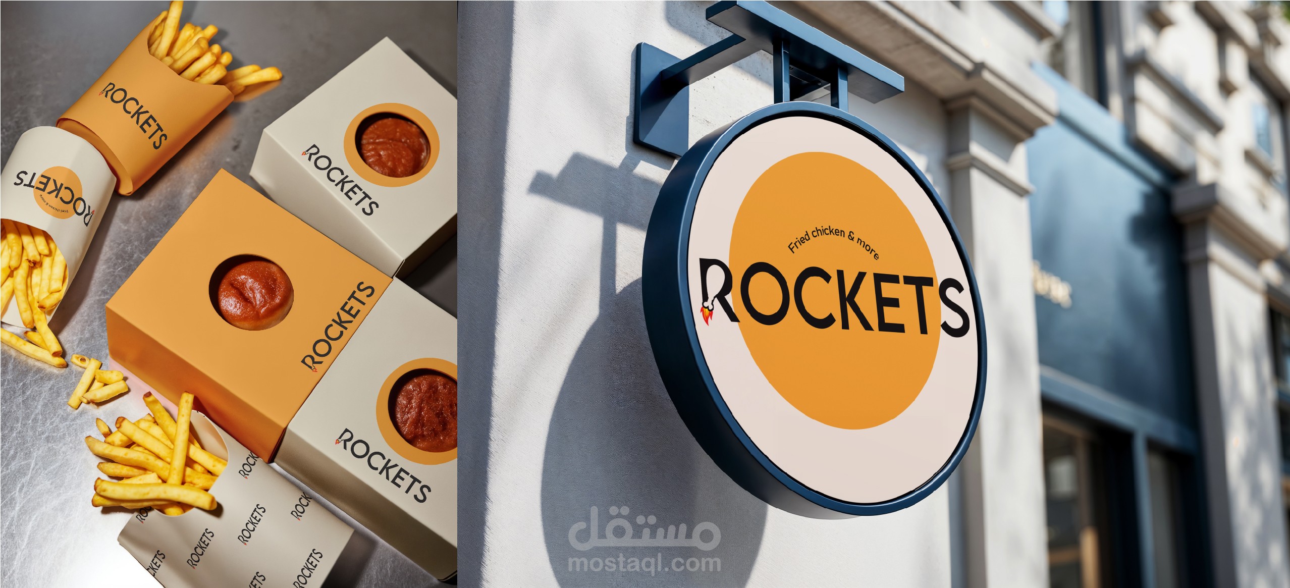اعاده تصميم شعار و منيو - Rockets Fried Chicken