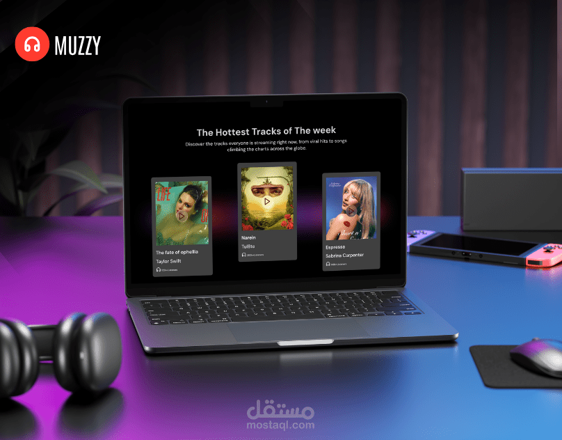 تصميم واجهة Landing Page حديثة لمنصة موسيقى رقمية