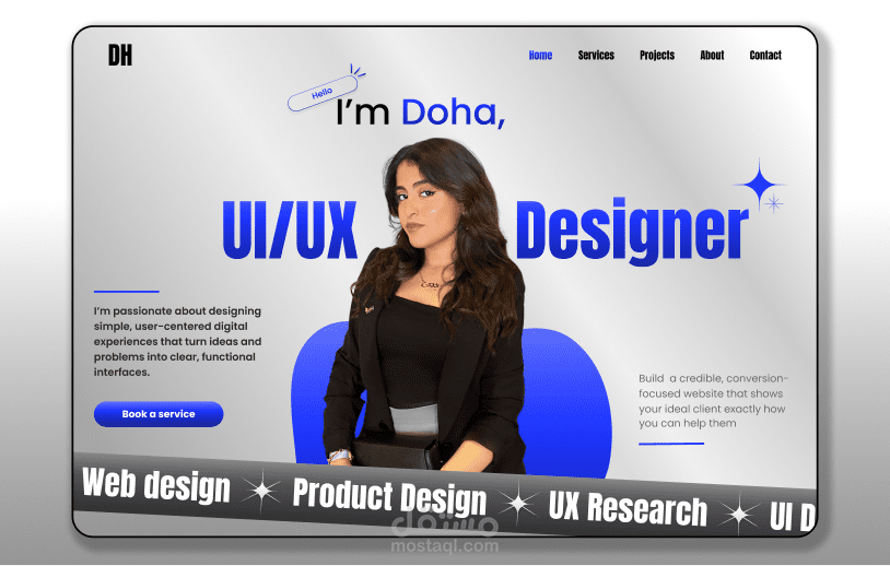 تصميم واجهة الصفحة الرئيسية لموقع Portfolio شخصي