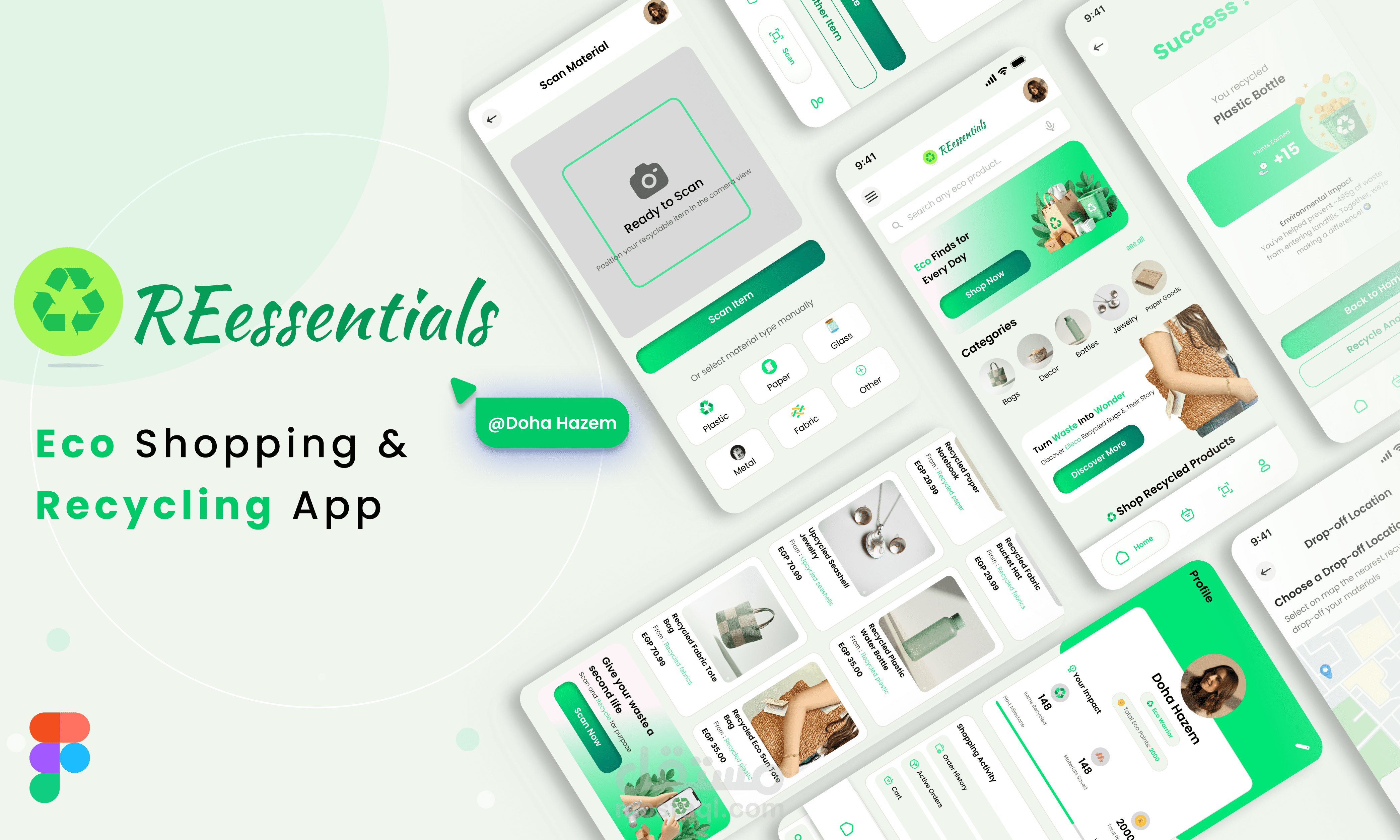 تصميم تطبيق للتسوق المستدام وإعادة التدوير (Recycling and eco shopping app)
