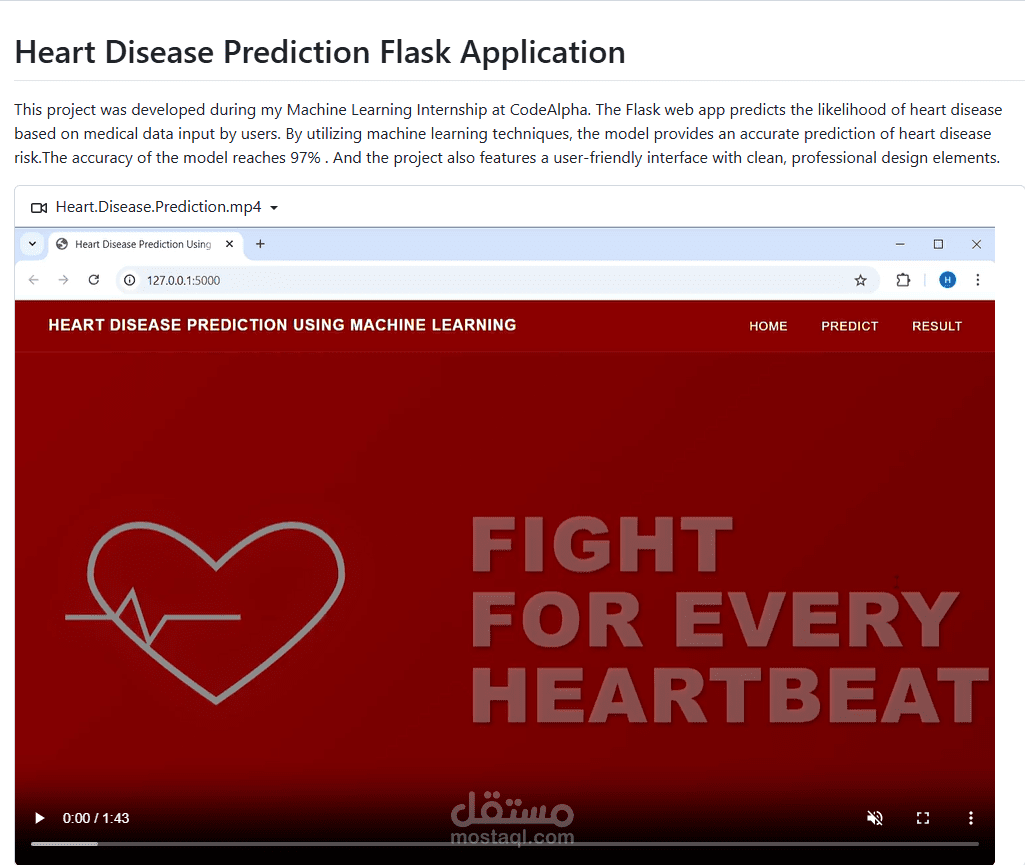 تطوير تطبيق ويب للتنبؤ بأمراض القلب باستخدام Machine Learning وFlask