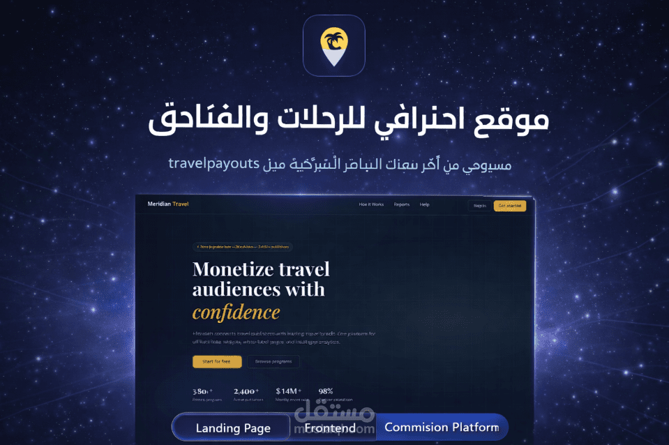 منصة ويب احترافية لقطاع السفر والفنادق بتصميم مشابه لـ travelpayouts