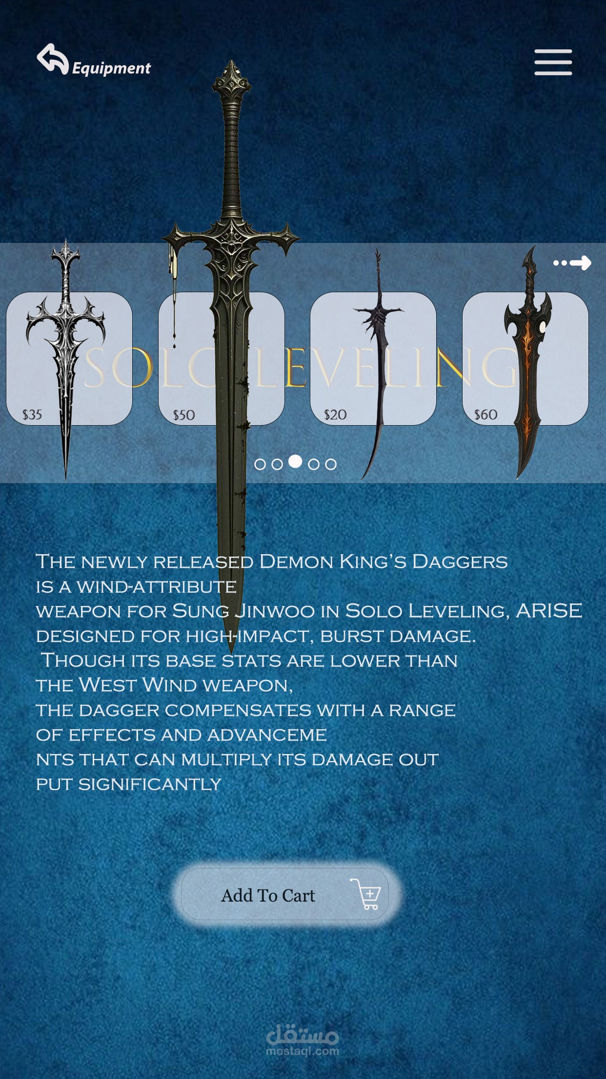 Mobile UI Design: Solo Leveling Game Interface