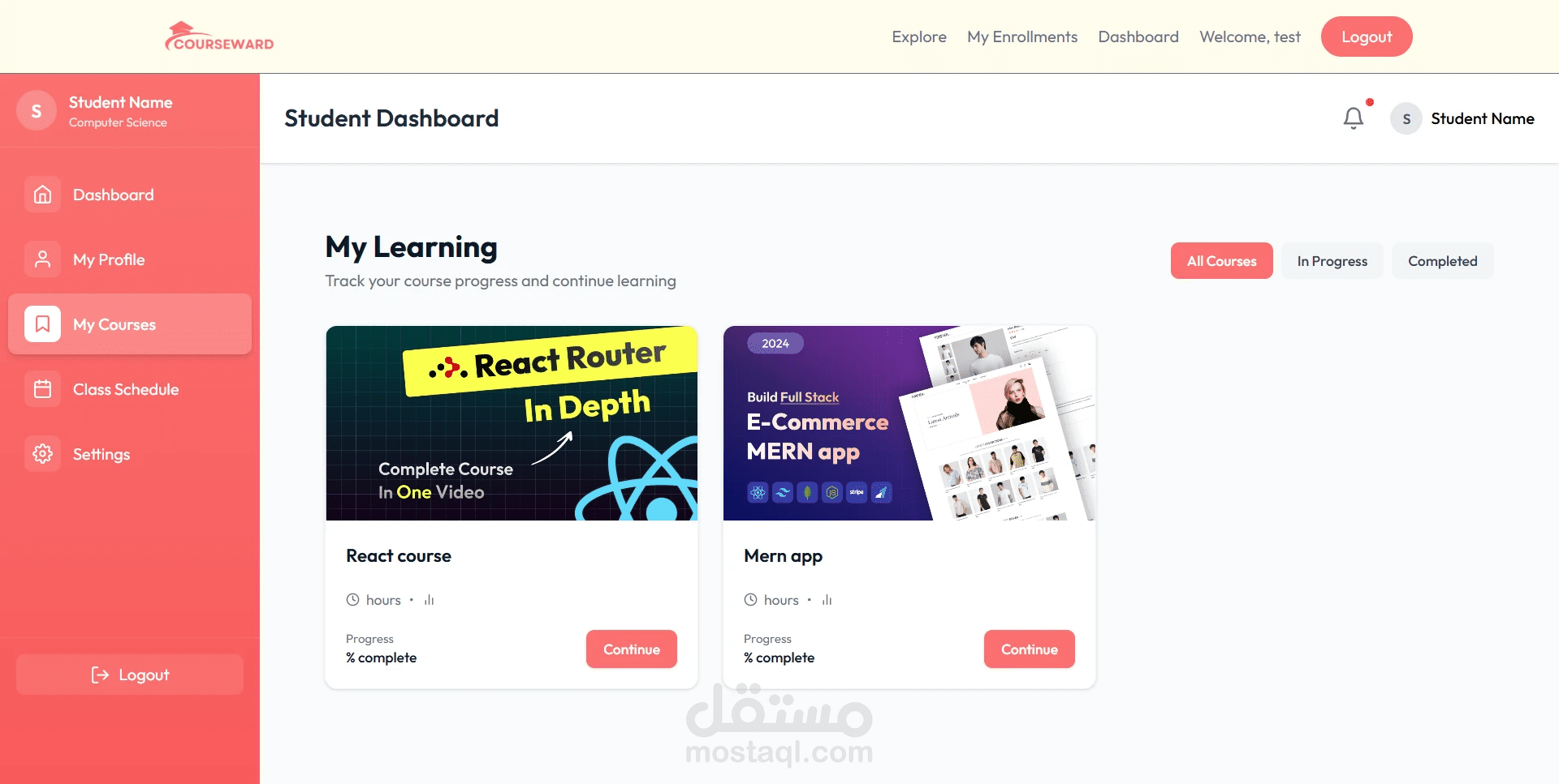 Courses platform webapp