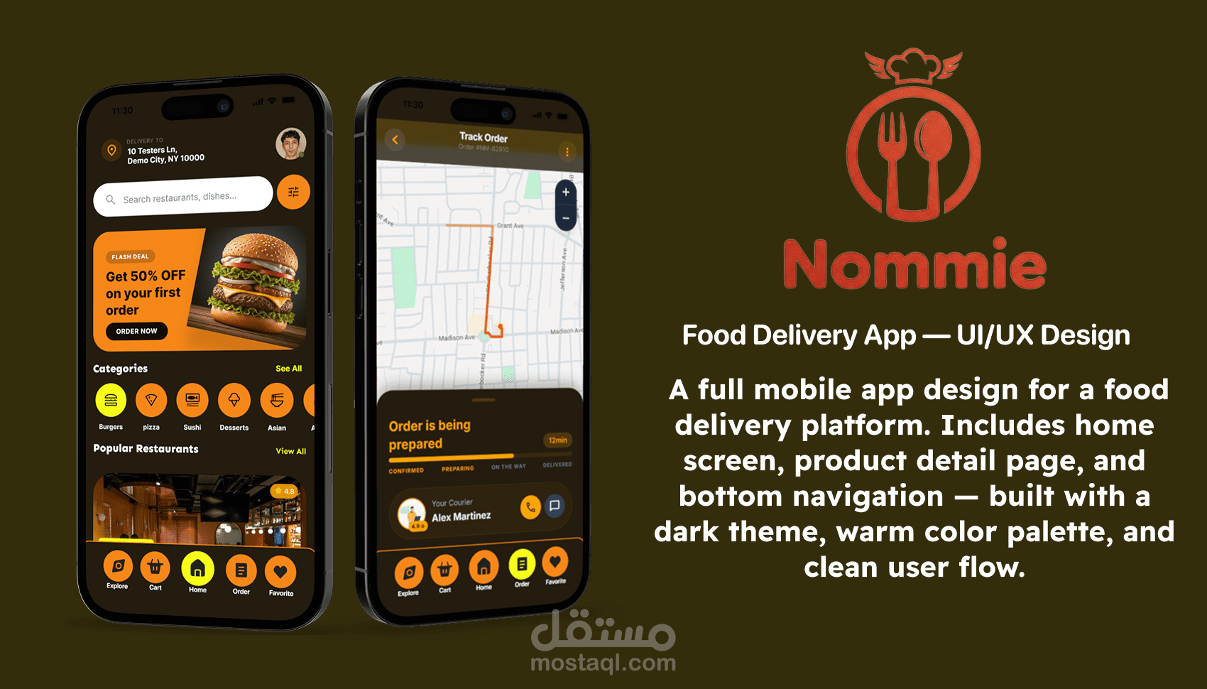 Nommie — Food Delivery App UI/UX