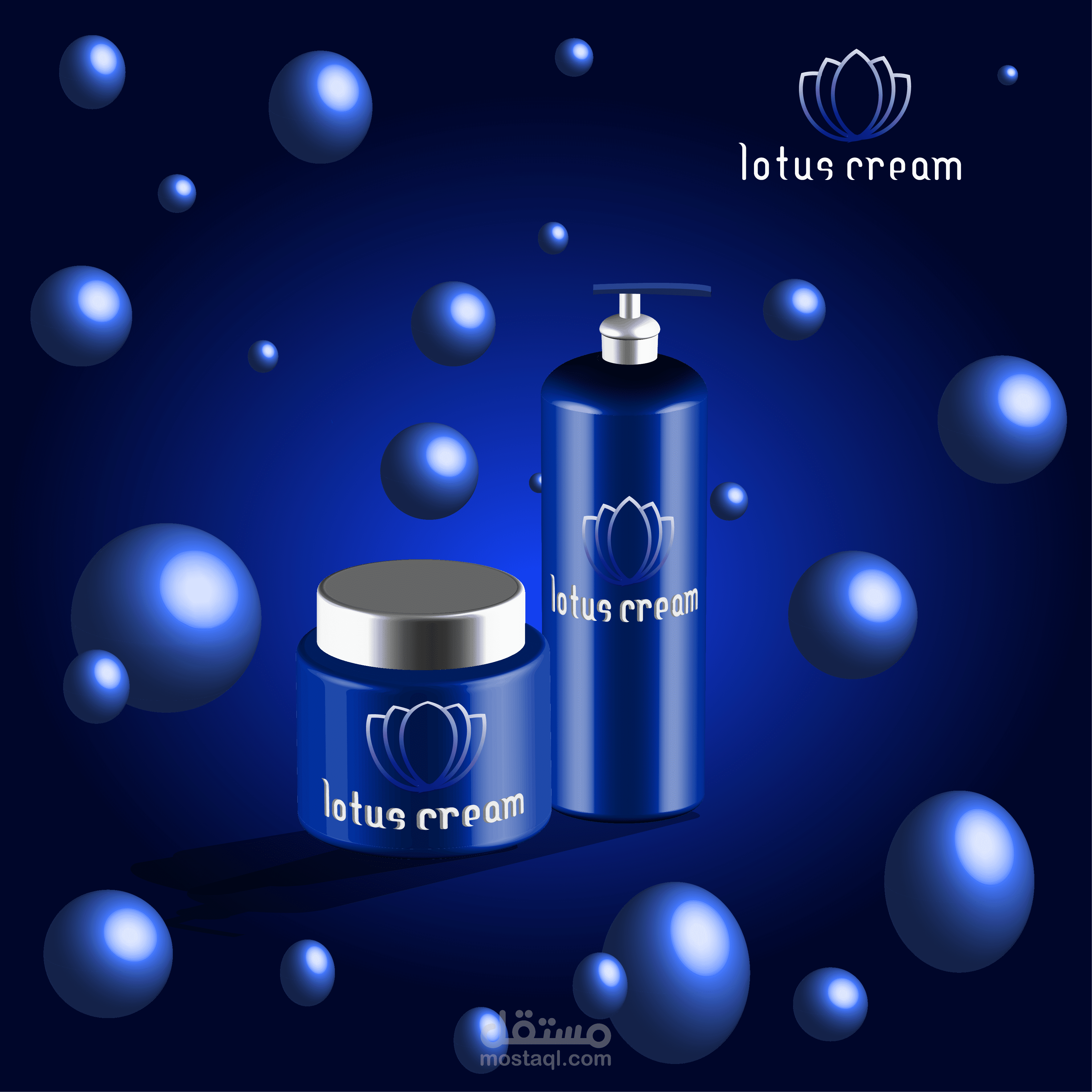 تصميم هوية بصرية ثلاثية الأبعاد لمنتجات "Lotus Cream"