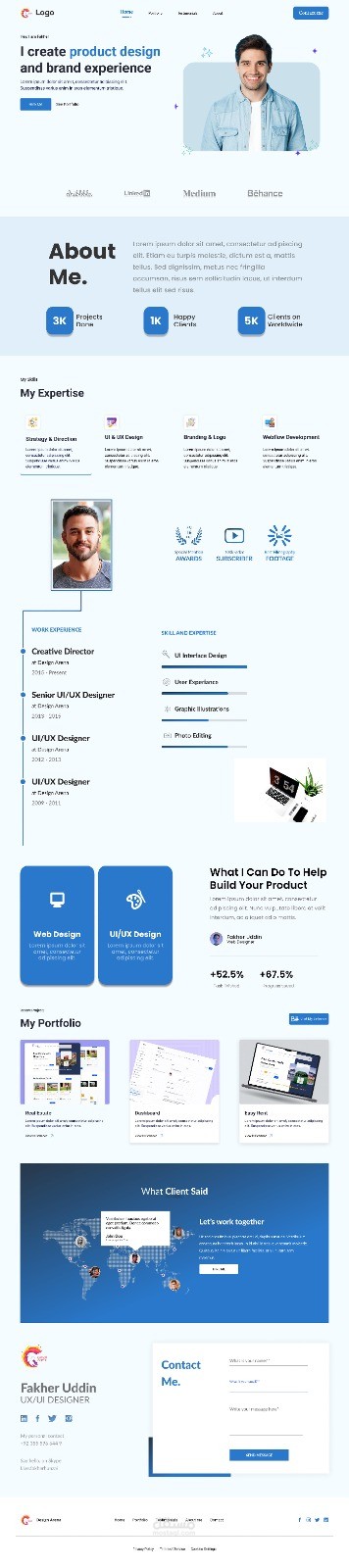 This is a Clean and Corporate Personal Portfolio Landing Page